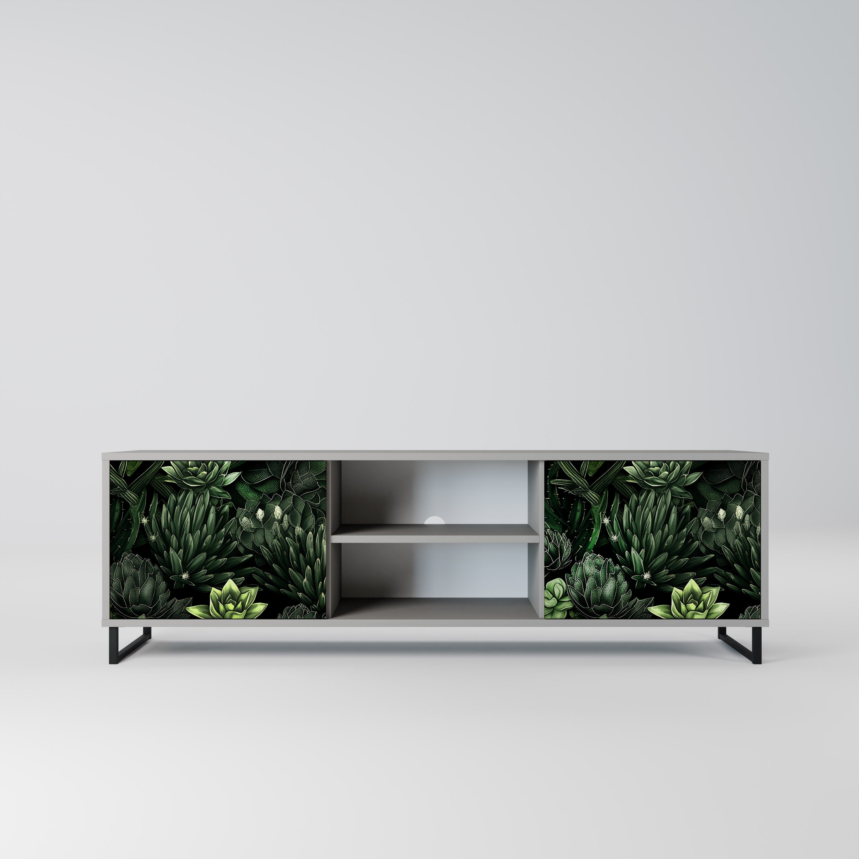 SUCCULENT JUNGLE 2-Door TV Stand in Grey Finish