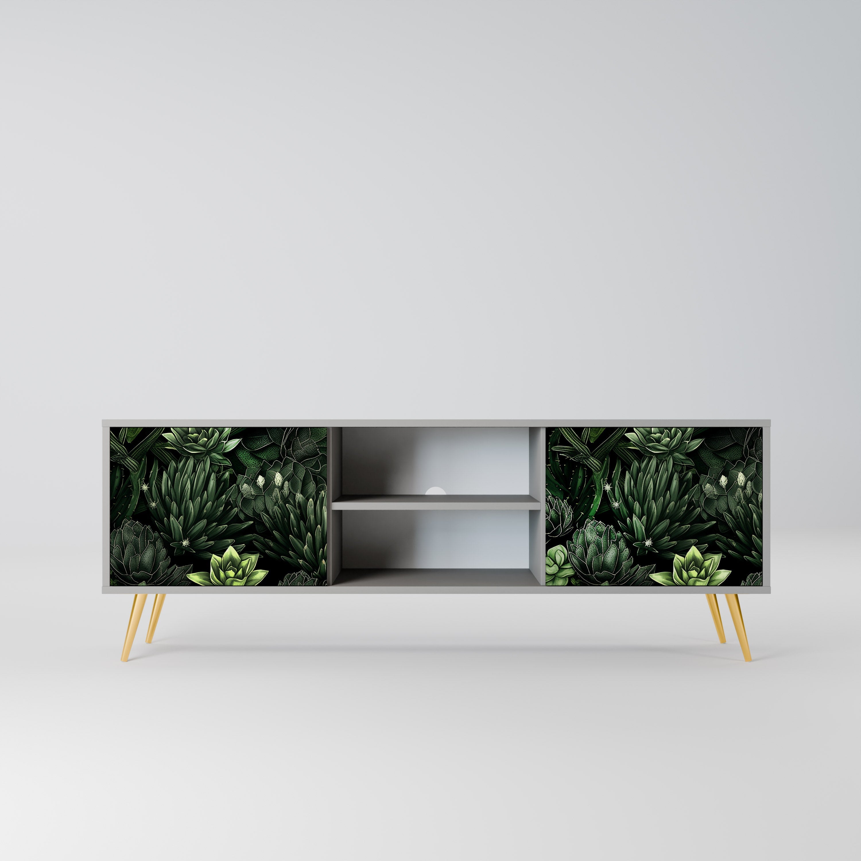 SUCCULENT JUNGLE 2-Door TV Stand in Grey Finish