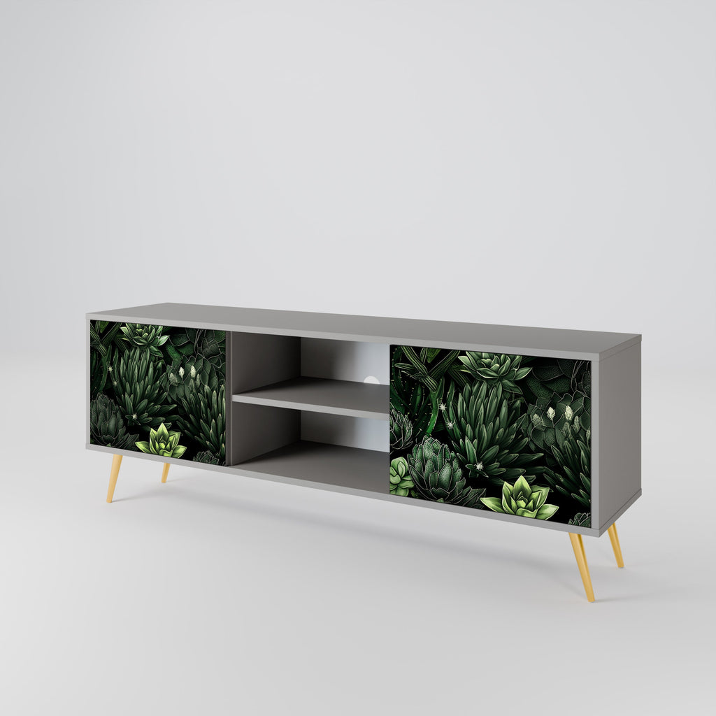 SUCCULENT JUNGLE 2-Door TV Stand in Grey Finish