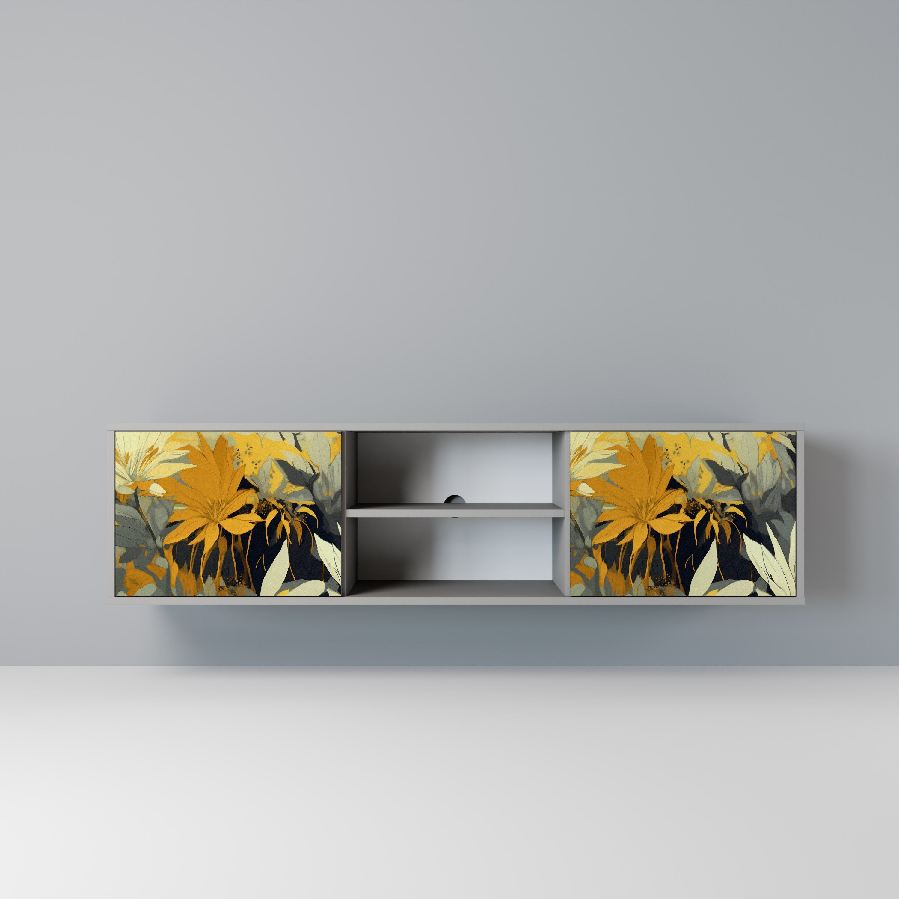 SUNKISSED LILY 2-Door TV Stand in Grey Finish