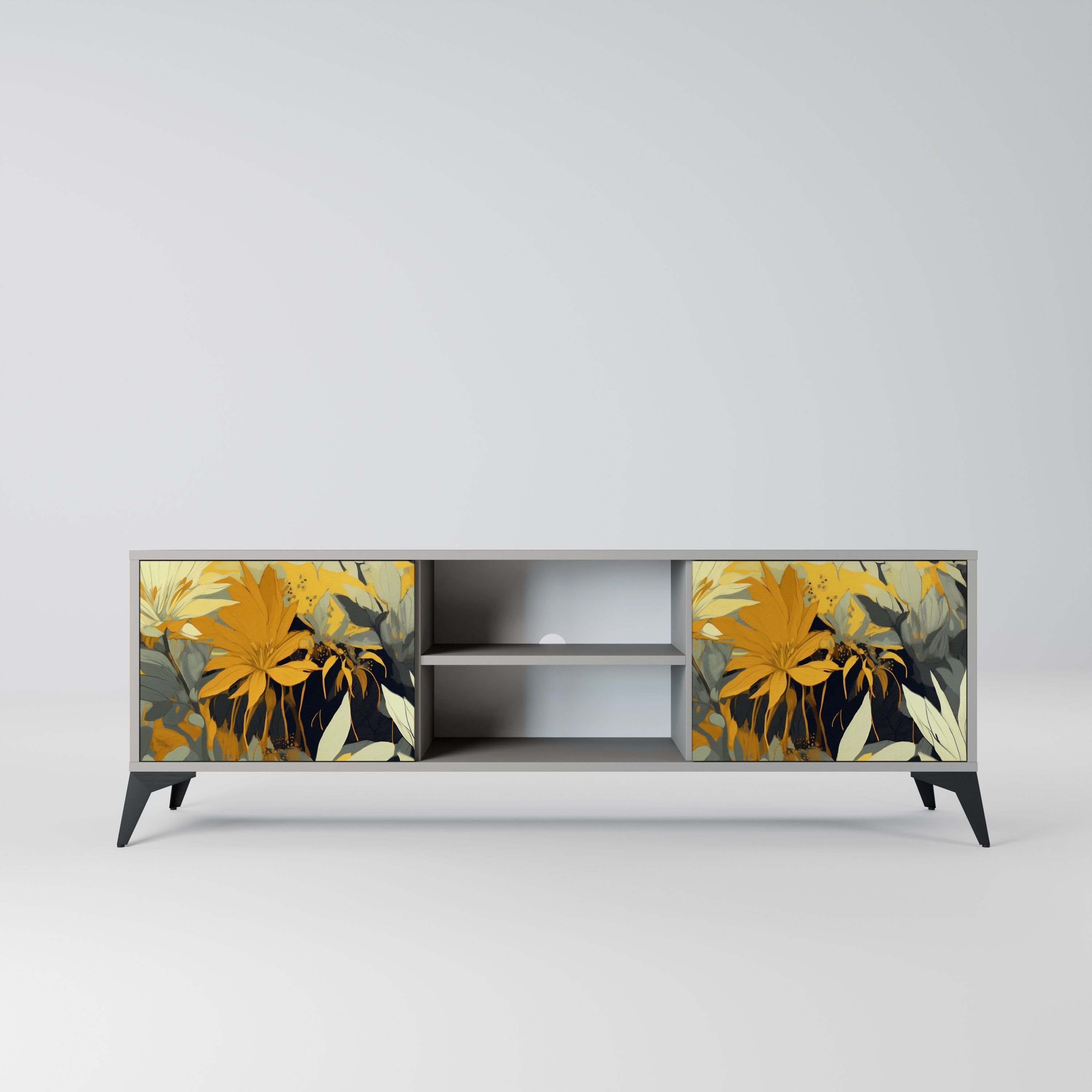 SUNKISSED LILY 2-Door TV Stand in Grey Finish