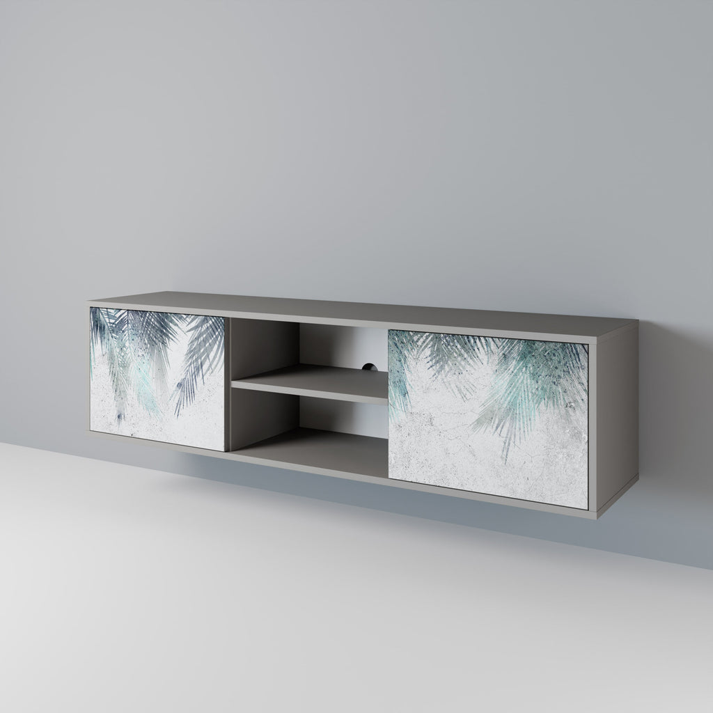 PALM VEIL 2-Door TV Stand in Grey Finish