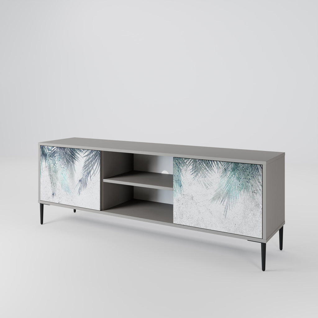 PALM VEIL 2-Door TV Stand in Grey Finish