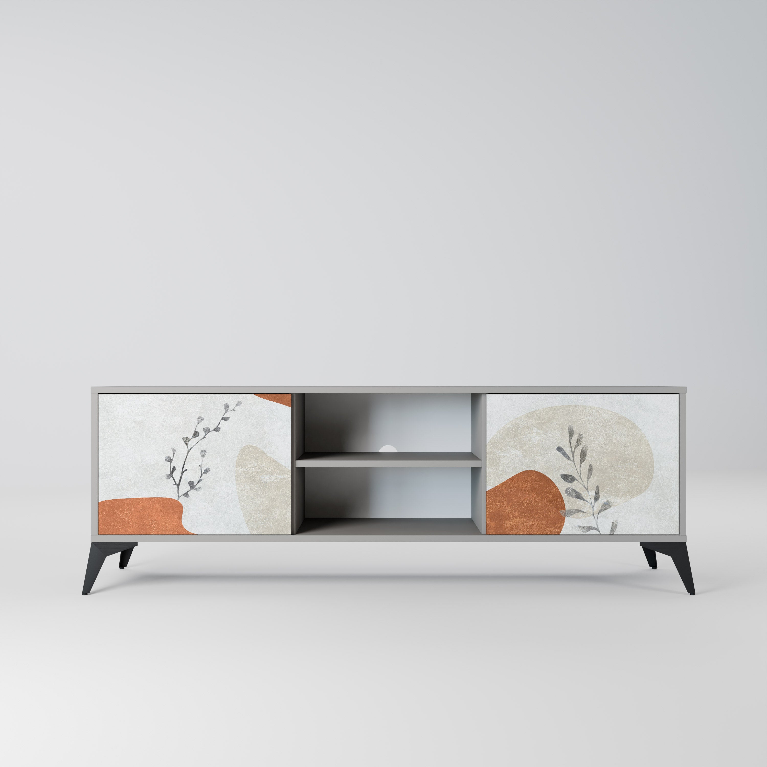 TRANQUIL TWIG 2-Door TV Stand in Grey Finish