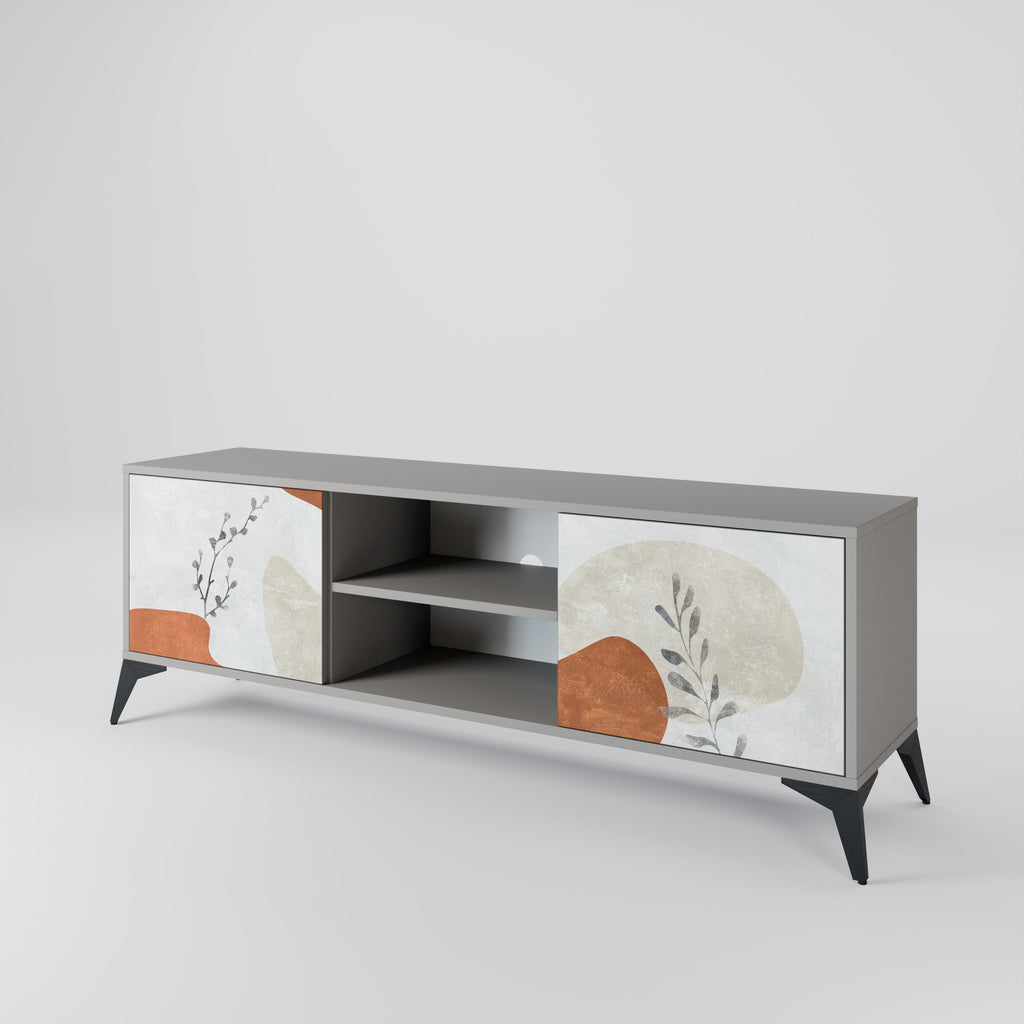 TRANQUIL TWIG 2-Door TV Stand in Grey Finish