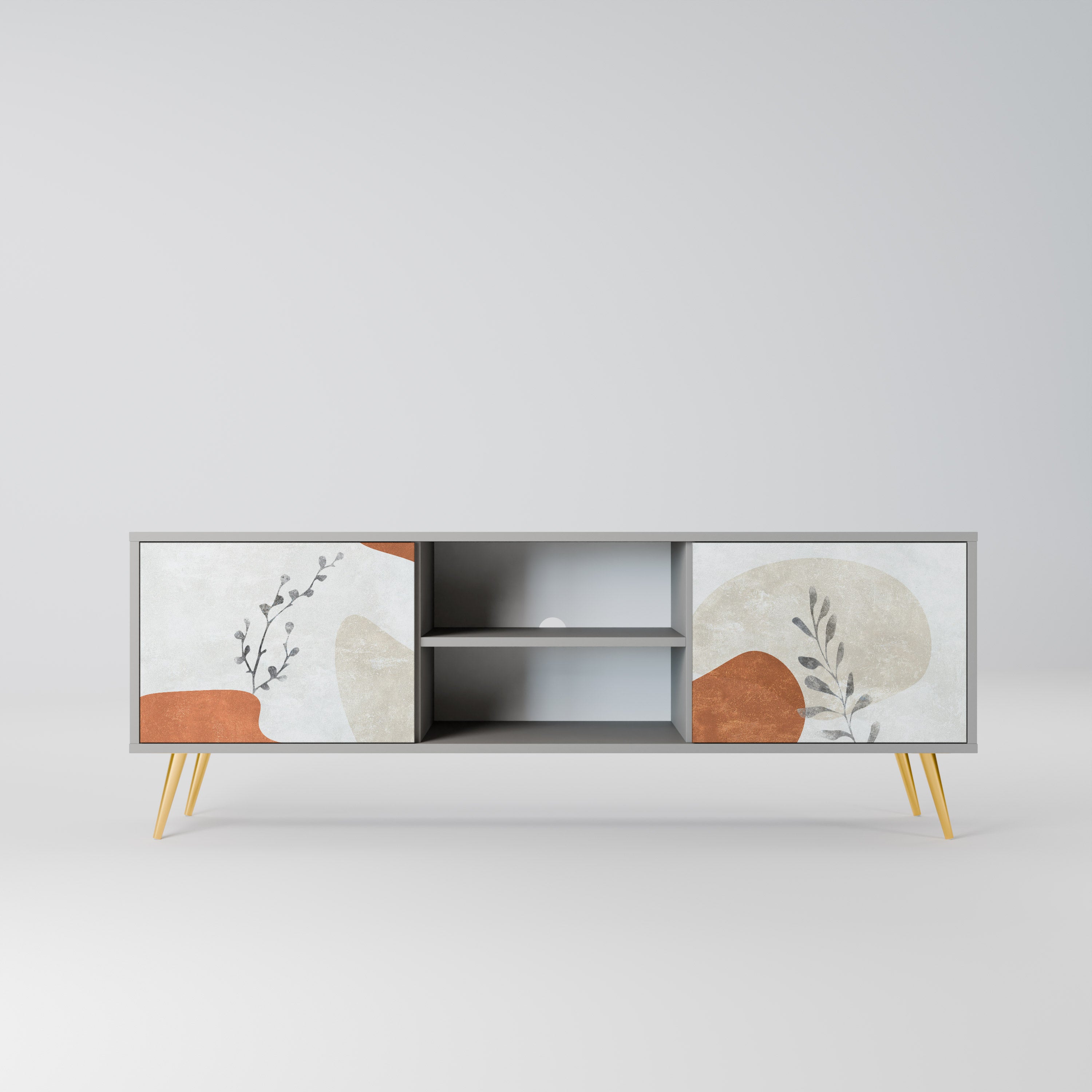 TRANQUIL TWIG 2-Door TV Stand in Grey Finish