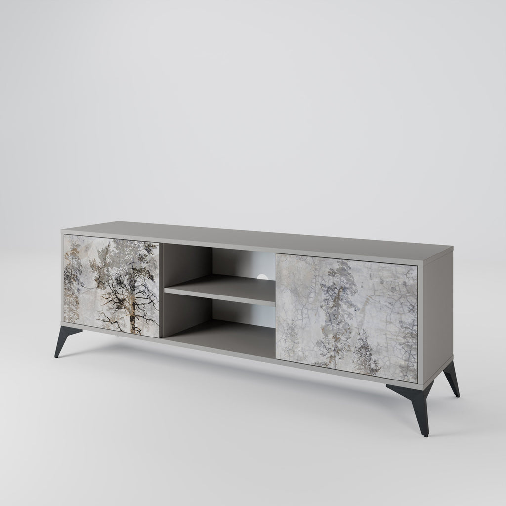 FADE IN THE TREES 2-Door TV Stand in Grey Finish