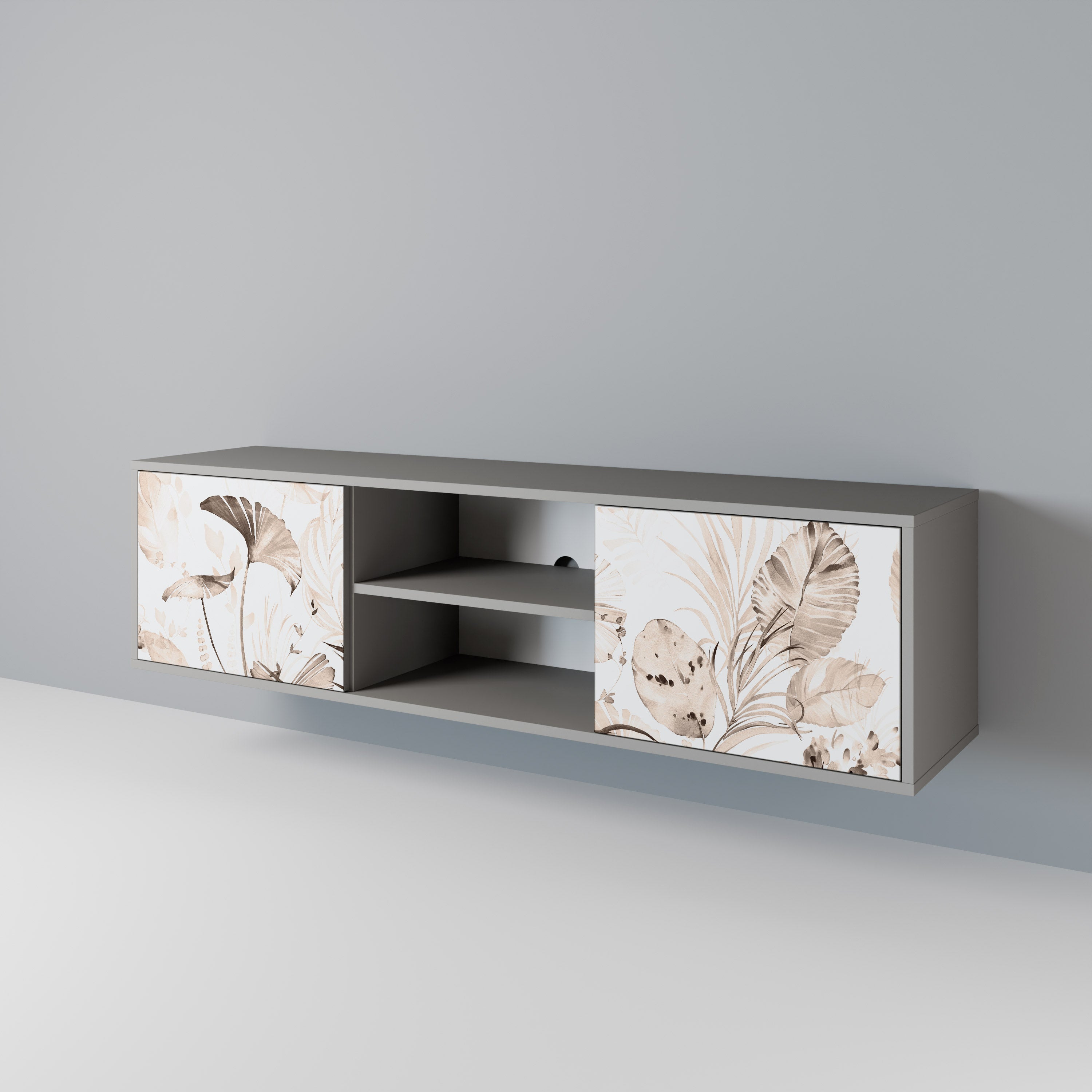 WILD TENDERNESS 2-Door TV Stand in Grey Finish