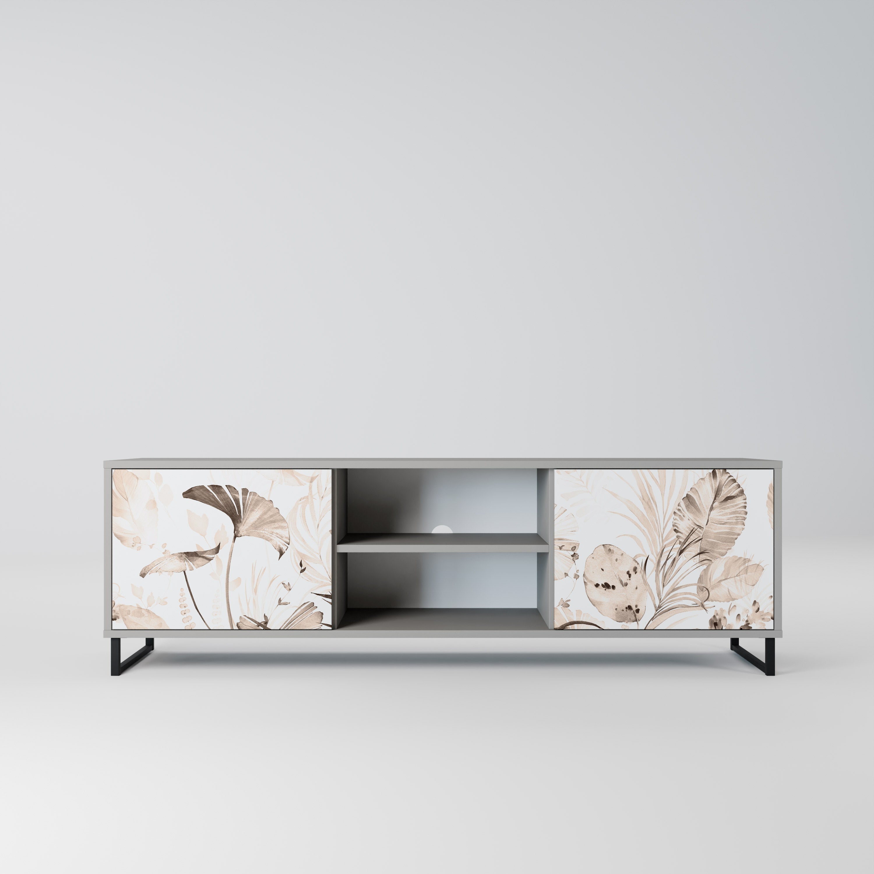 WILD TENDERNESS 2-Door TV Stand in Grey Finish