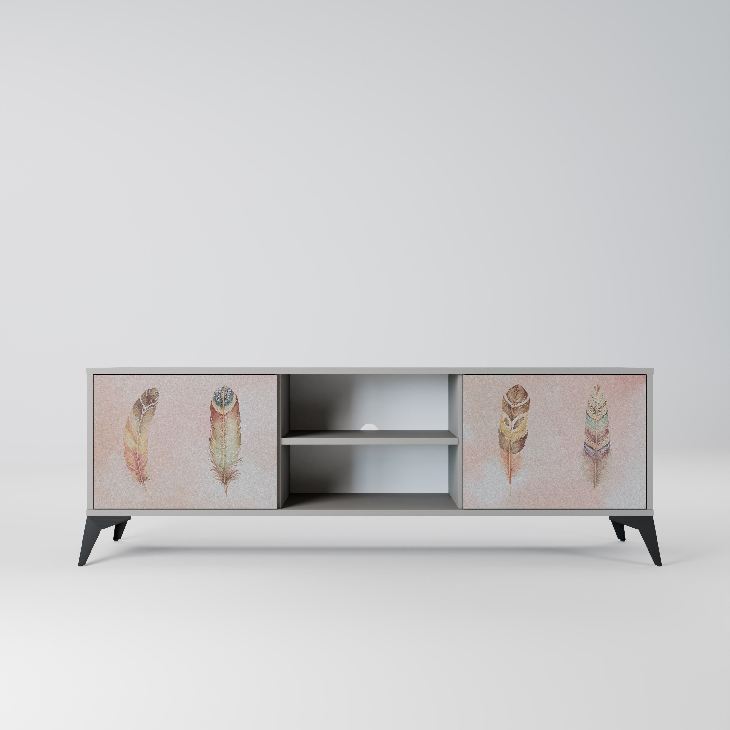 THE DELIQUESCE 2-Door TV Stand in Grey Finish