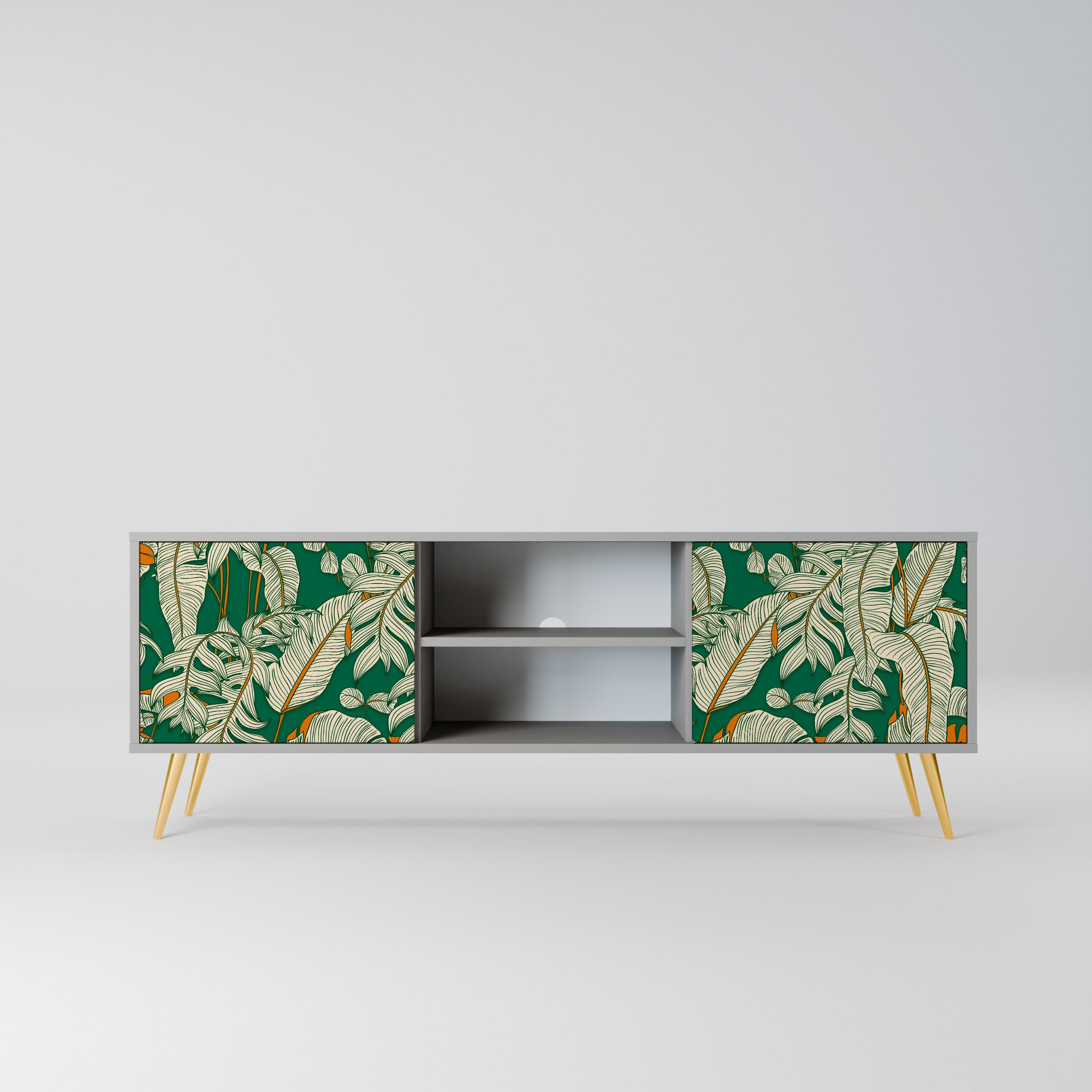 VERDANT PLEASURES 2-Door TV Stand in Grey Finish