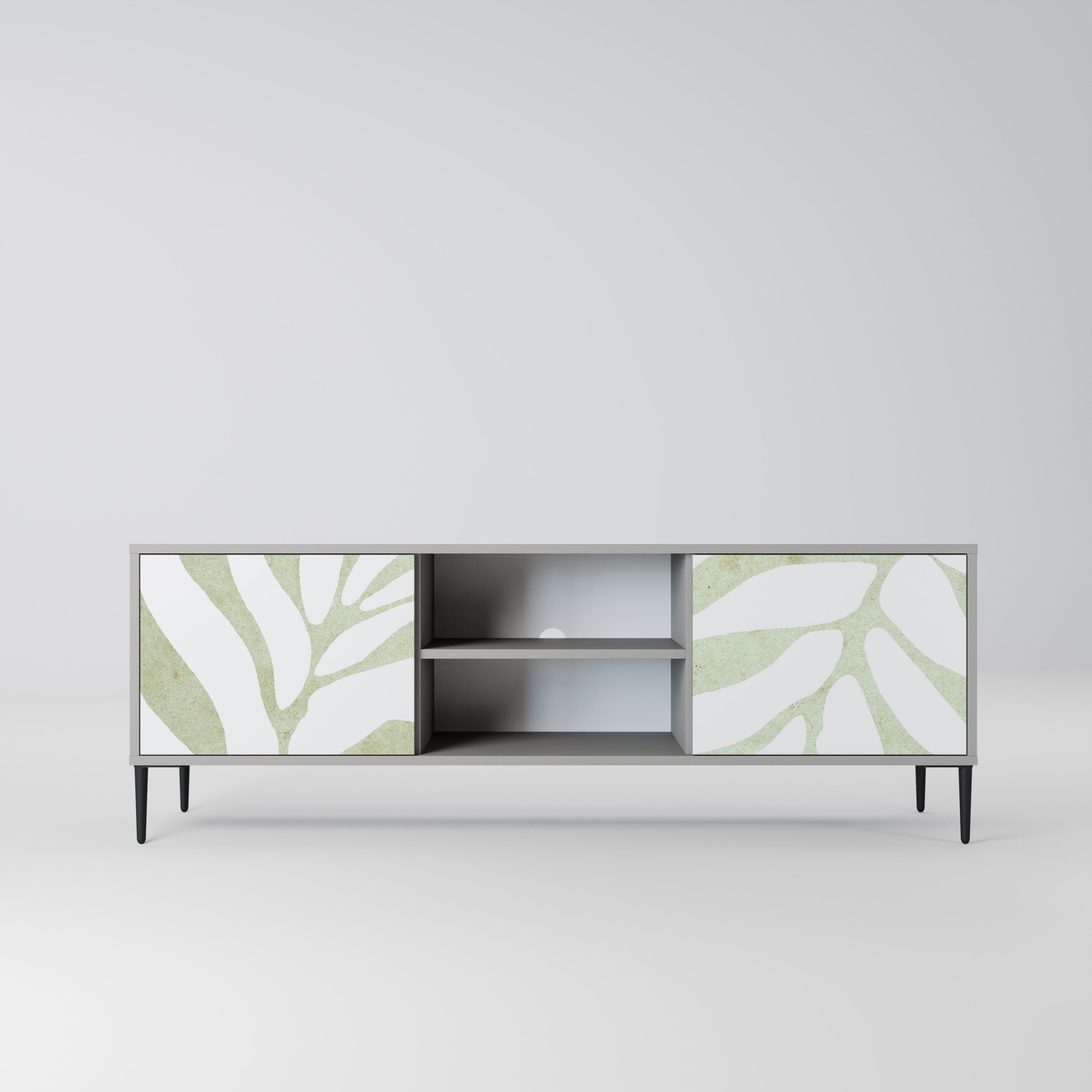 BOTANICAL SPARK 2-Door TV Stand in Grey Finish