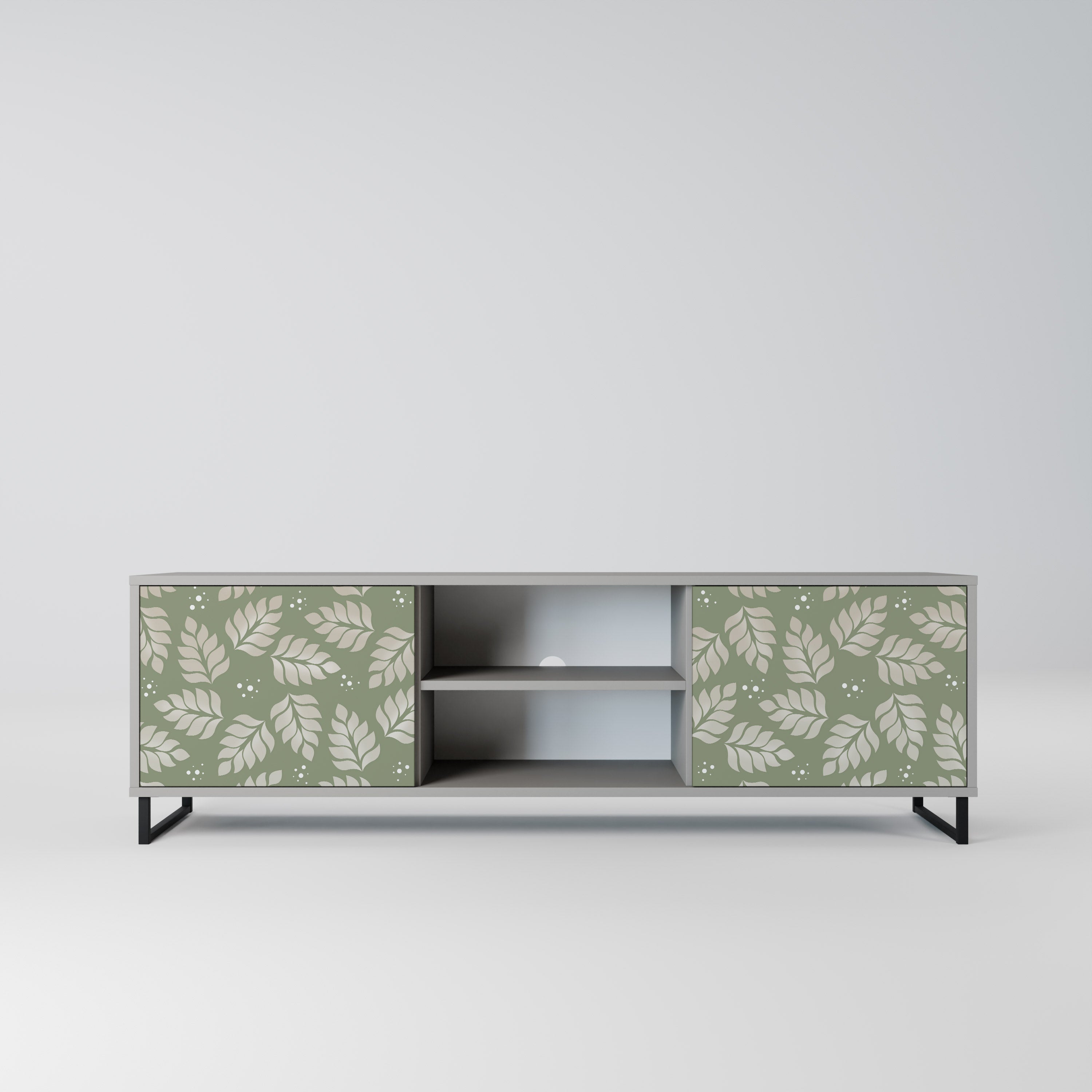LEAVES ON GREEN 2-Door TV Stand in Grey Finish
