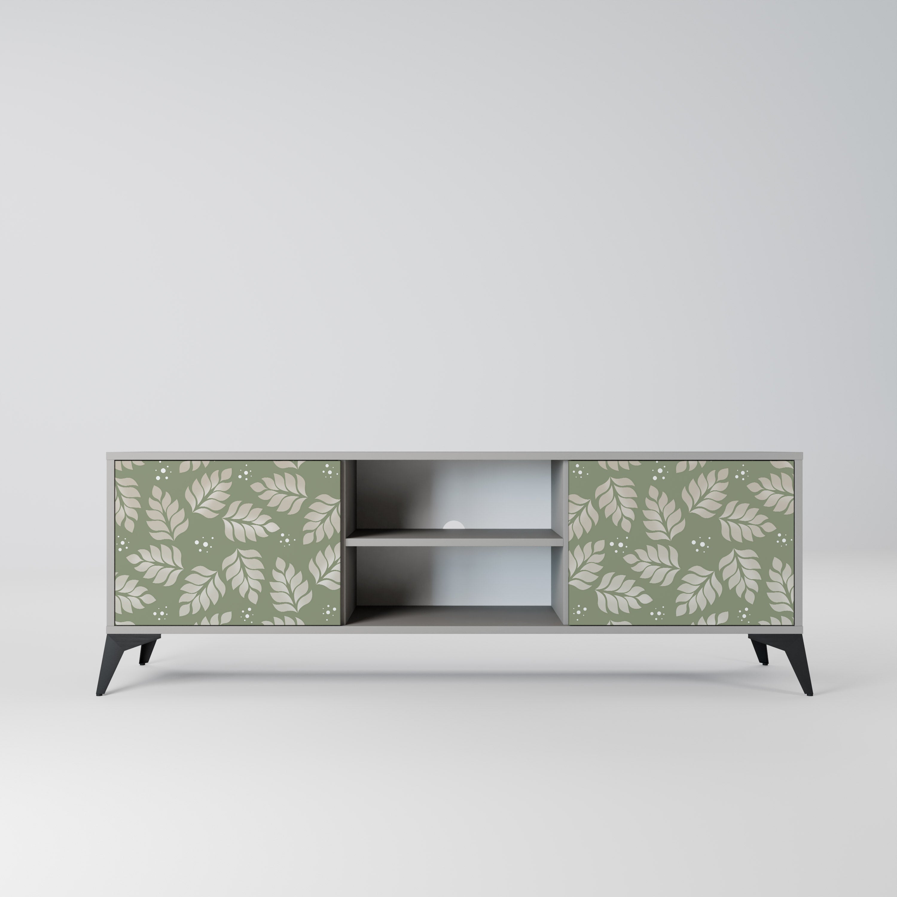 LEAVES ON GREEN 2-Door TV Stand in Grey Finish