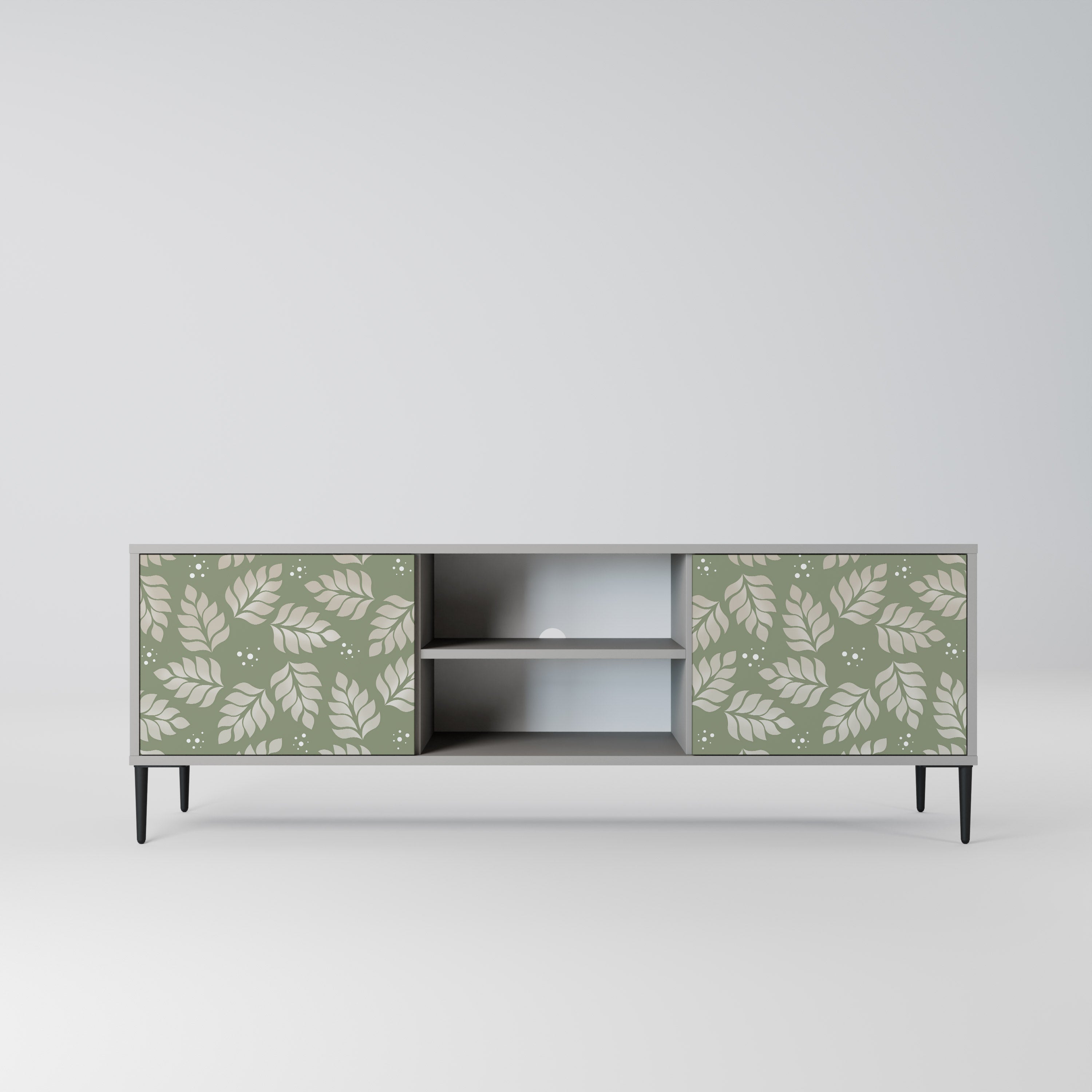LEAVES ON GREEN 2-Door TV Stand in Grey Finish