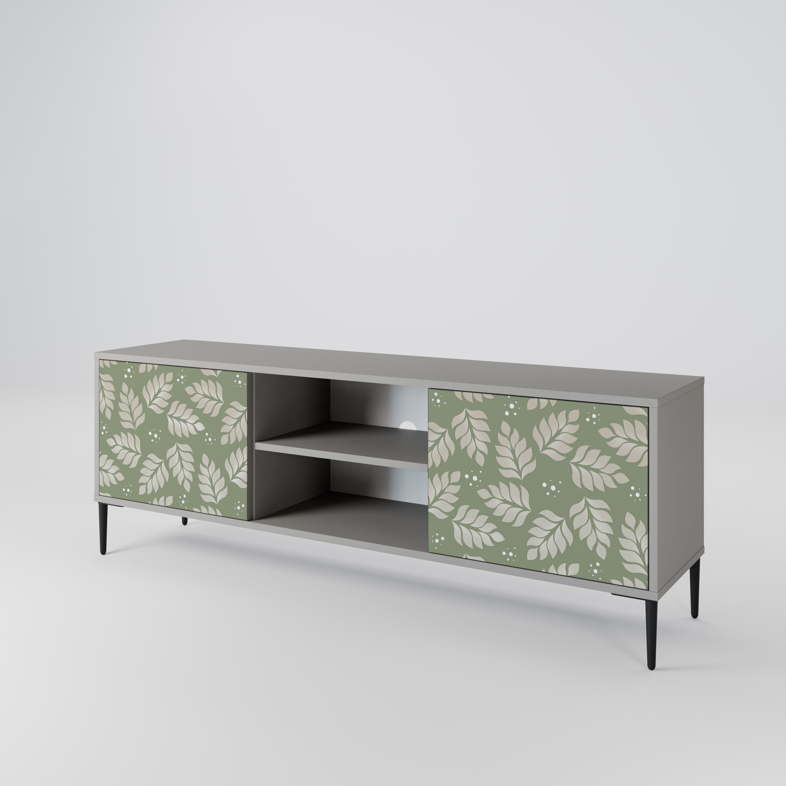 LEAVES ON GREEN 2-Door TV Stand in Grey Finish