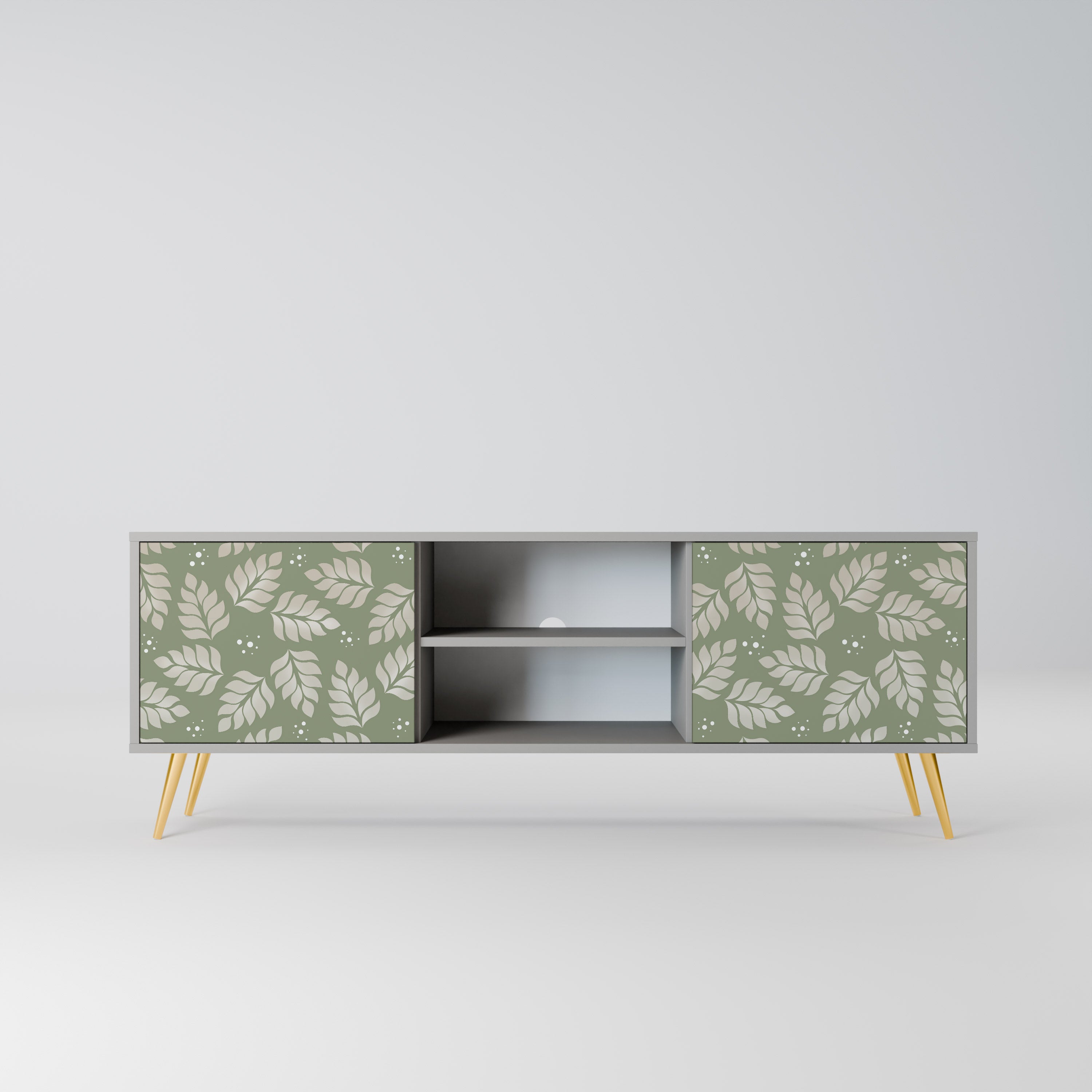 LEAVES ON GREEN 2-Door TV Stand in Grey Finish