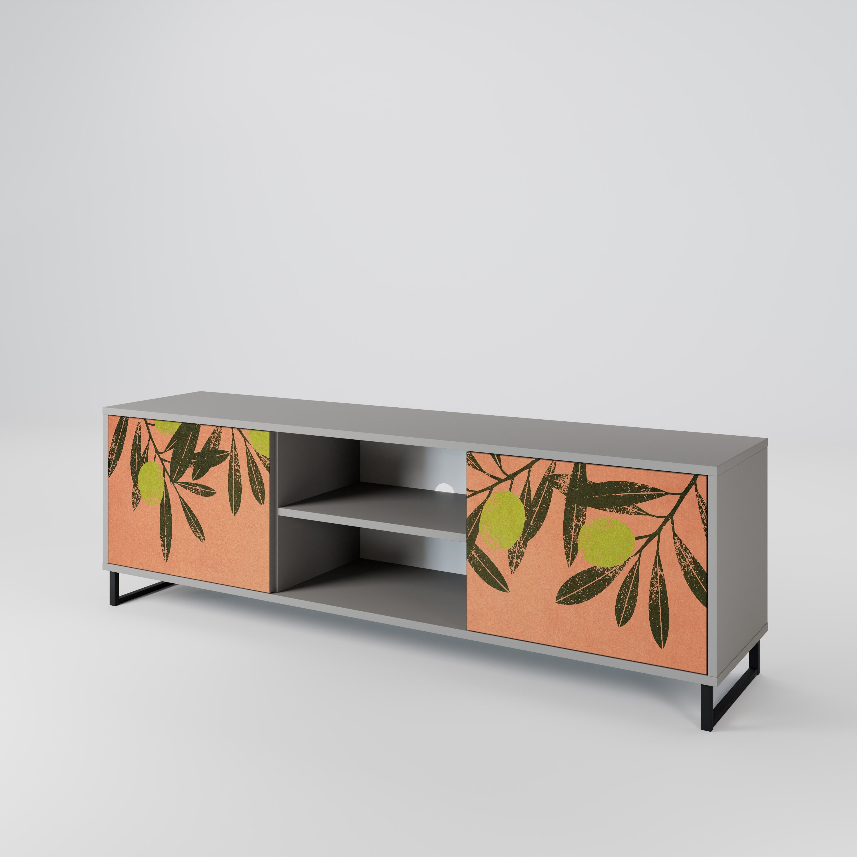 JUICY OLIVES 2-Door TV Stand in Grey Finish
