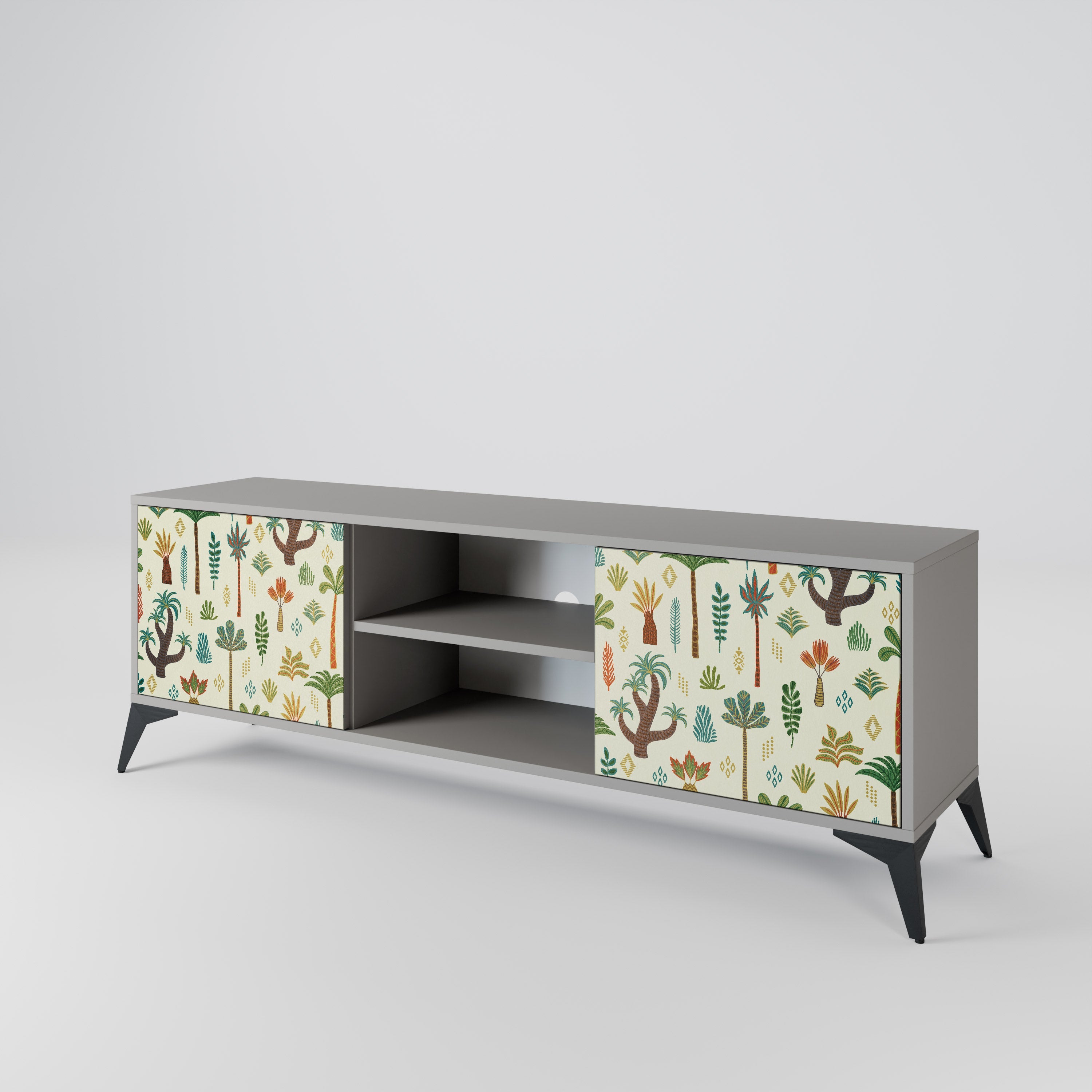 PALM SPRING 2-Door TV Stand in Grey Finish