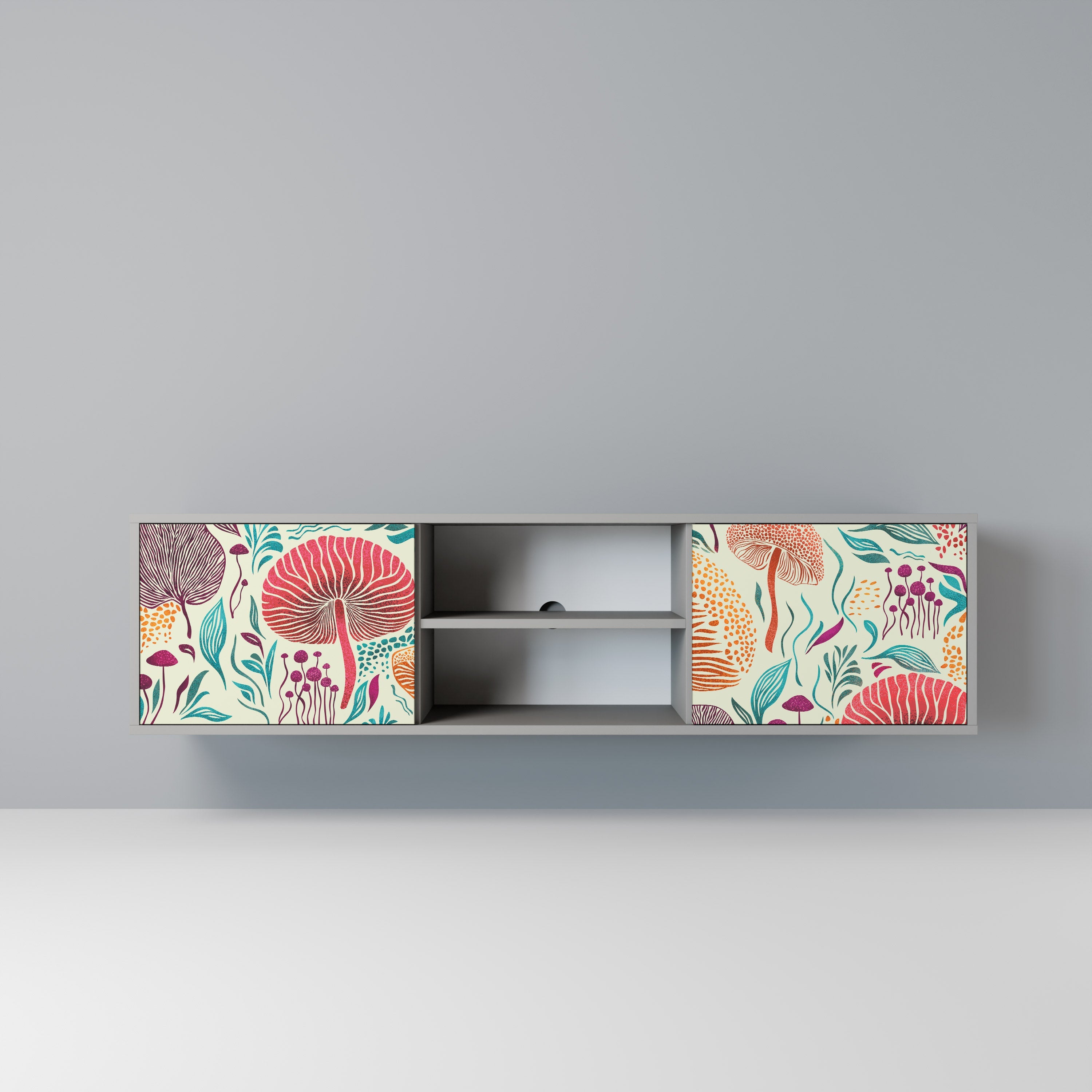 FUNGUS FANTASY 2-Door TV Stand in Grey Finish