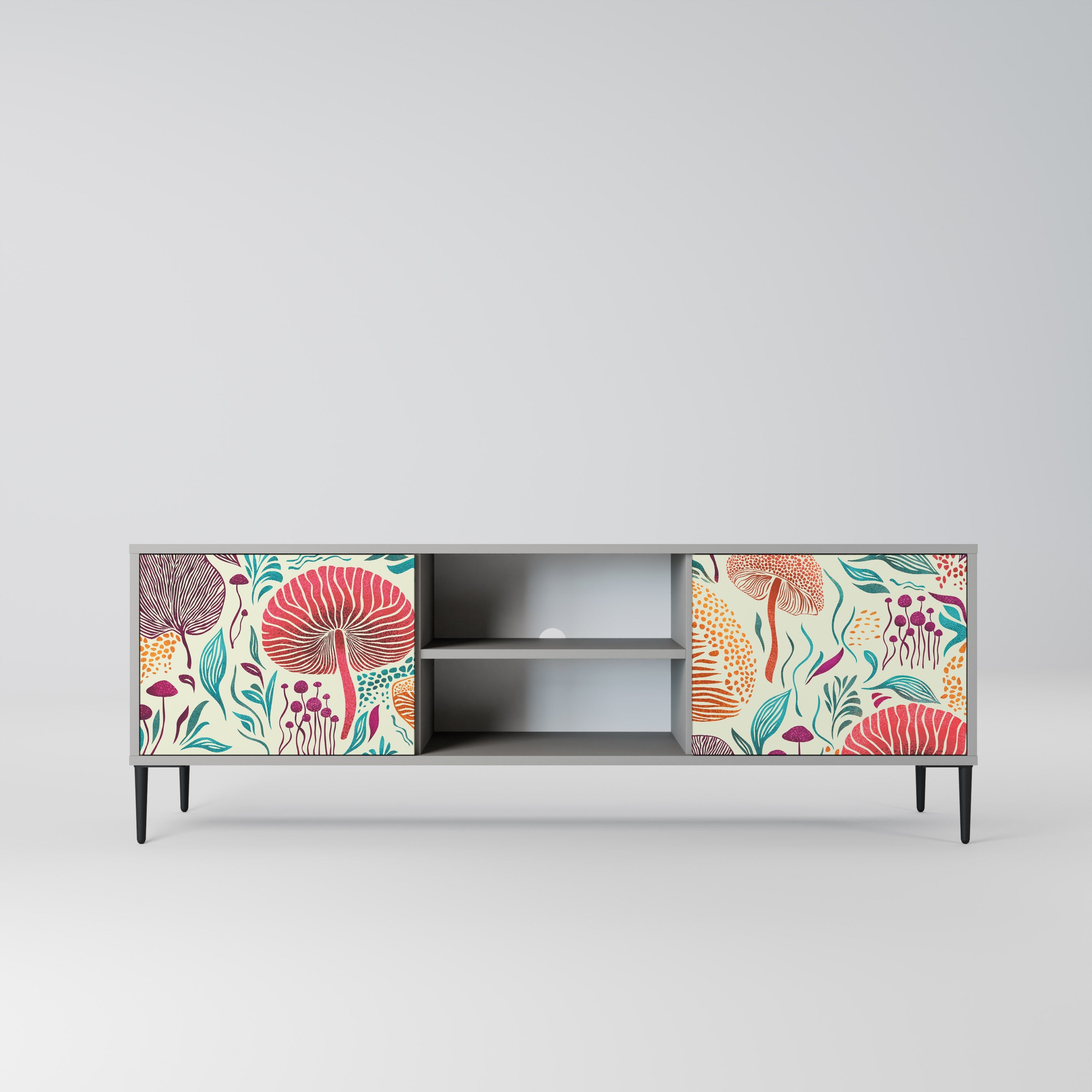 FUNGUS FANTASY 2-Door TV Stand in Grey Finish