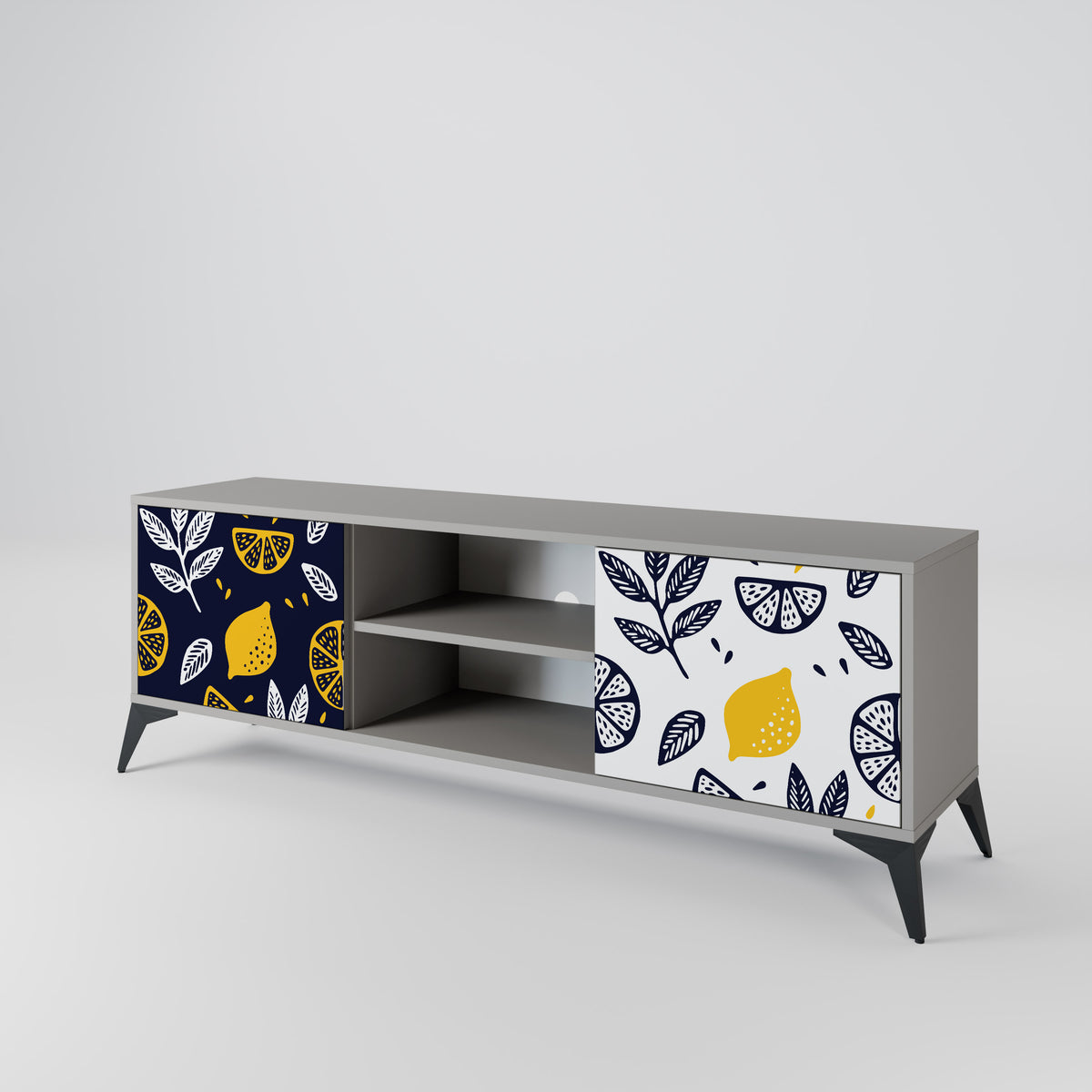 CITRUS BLACK AND WHITE 2-Door TV Cabinet