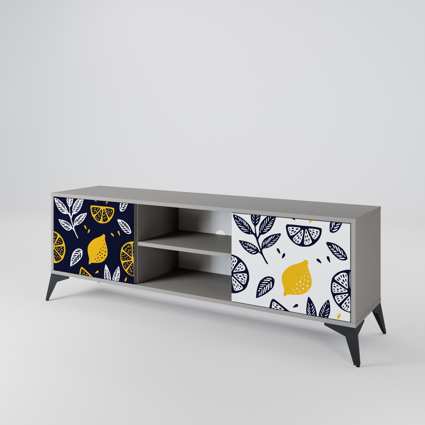 CITRUS BLACK AND WHITE 2-Door TV Cabinet