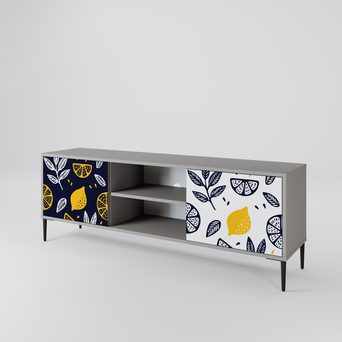 CITRUS BLACK AND WHITE 2-Door TV Cabinet