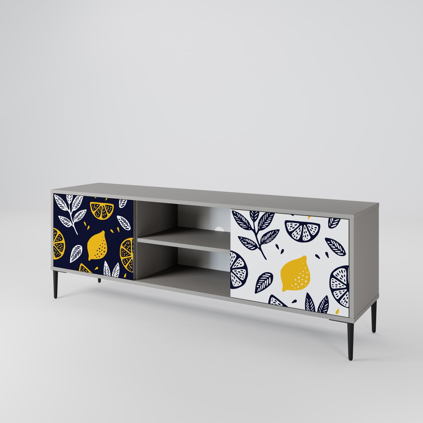 CITRUS BLACK AND WHITE 2-Door TV Cabinet