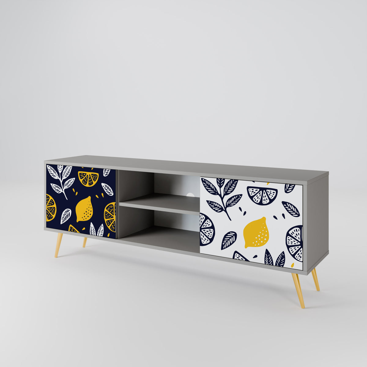 CITRUS BLACK AND WHITE 2-Door TV Cabinet