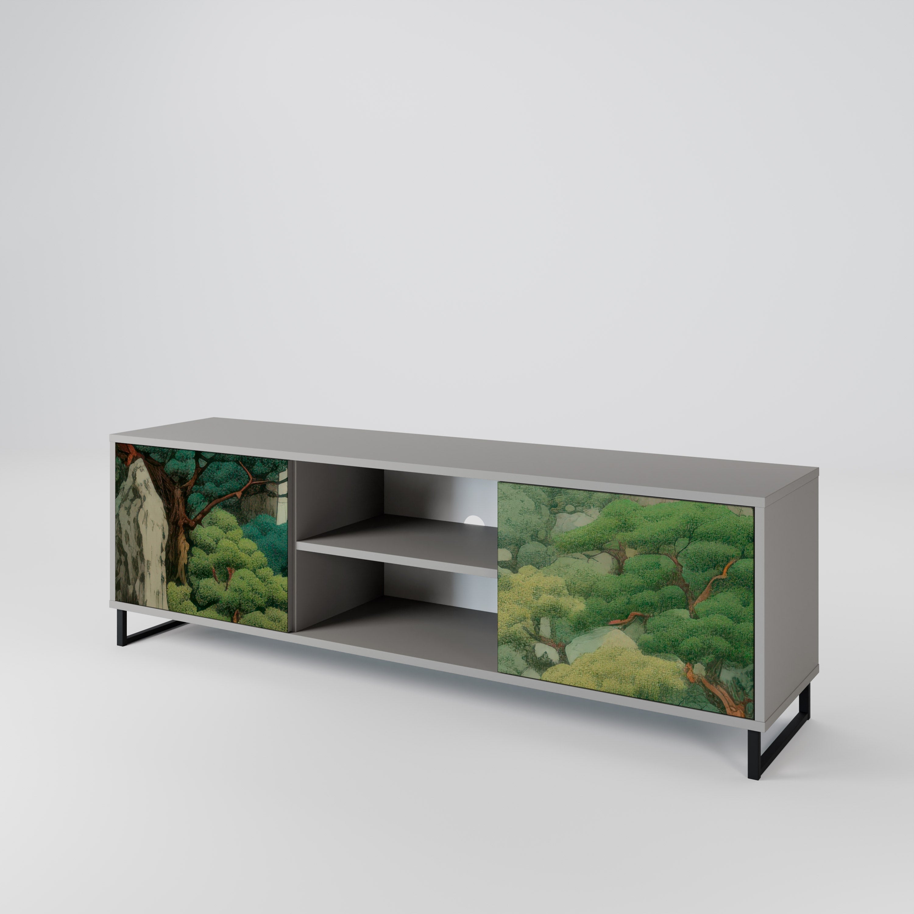 VERDURE ABYSS 2-Door TV Stand in Grey Finish