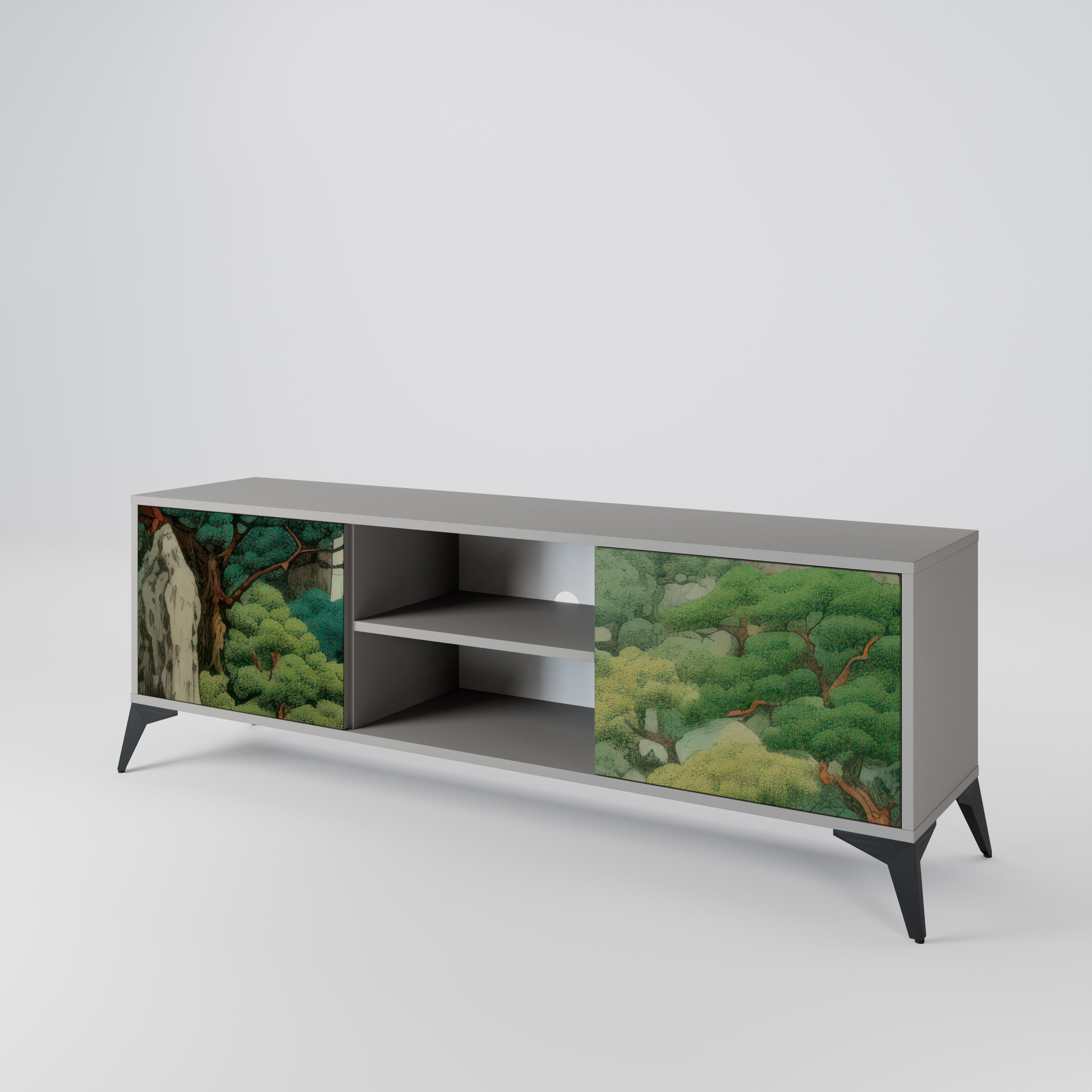 VERDURE ABYSS 2-Door TV Stand in Grey Finish
