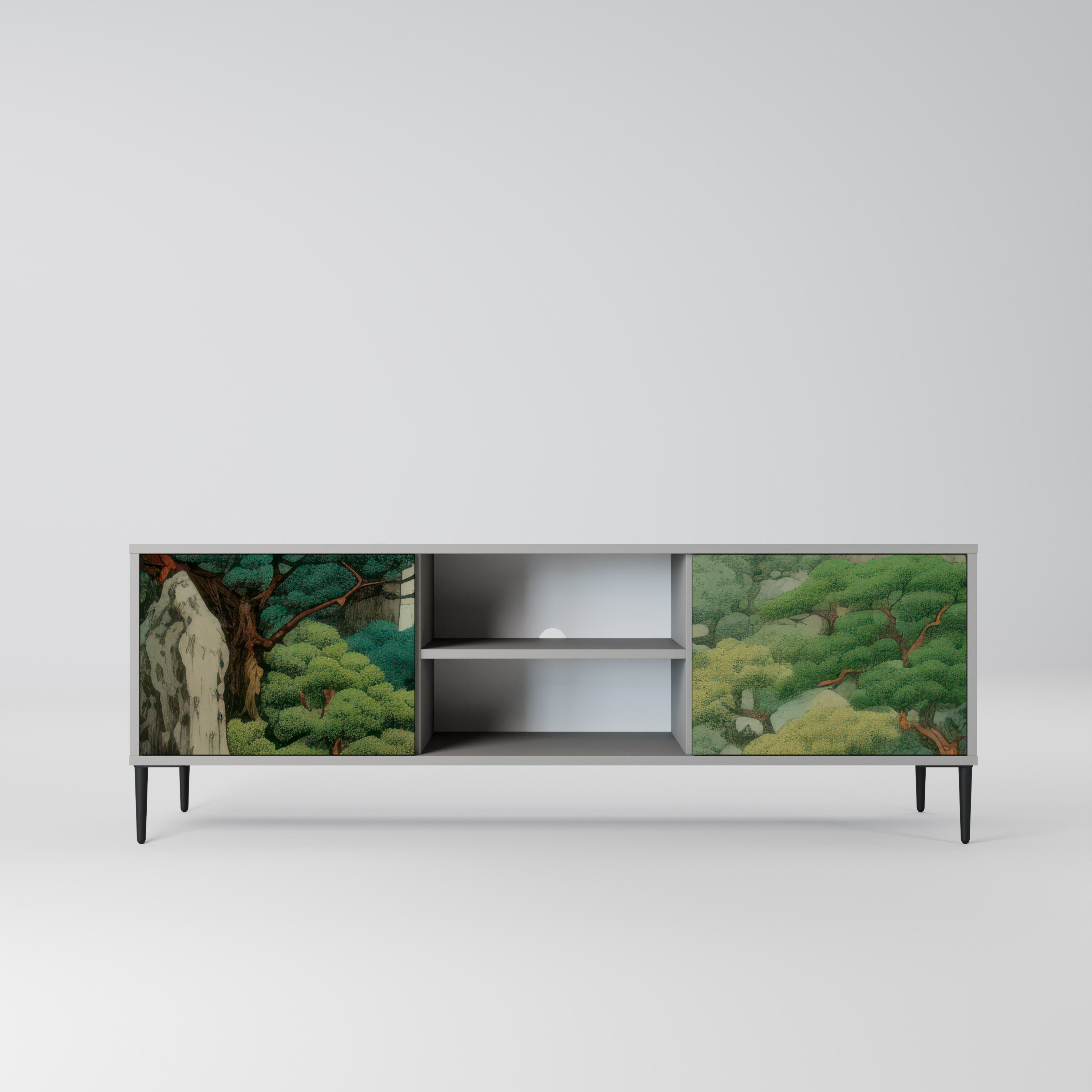 VERDURE ABYSS 2-Door TV Stand in Grey Finish