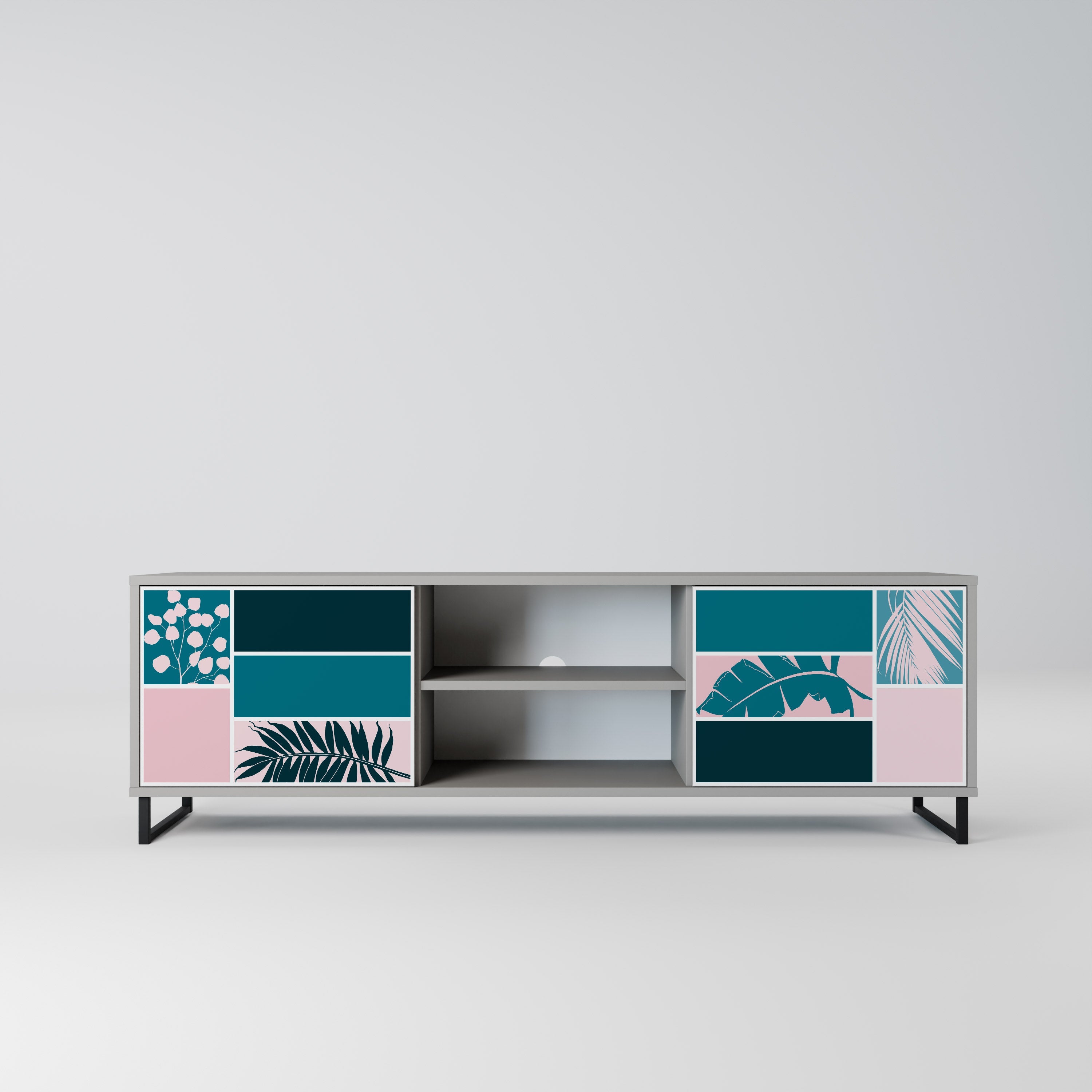 COMBINATION OF SHAPES 2-Door TV Stand in Grey Finish