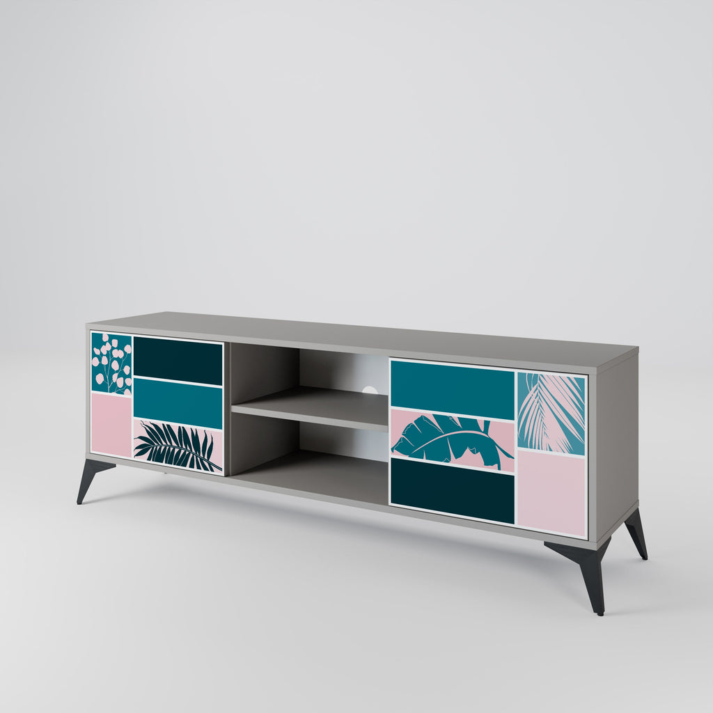 COMBINATION OF SHAPES 2-Door TV Stand in Grey Finish