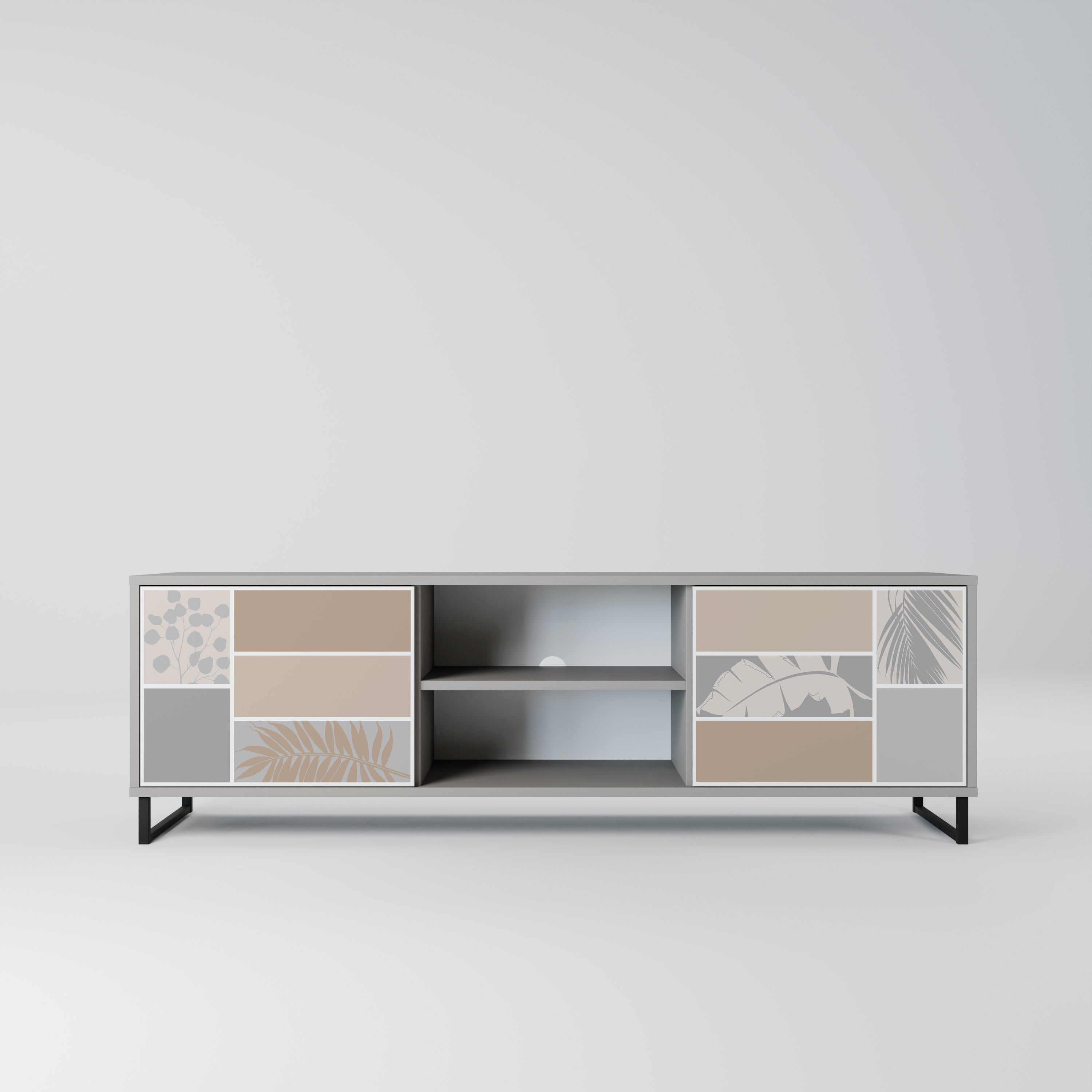 TROPICAL SHAPES 2-Door TV Stand in Grey Finish