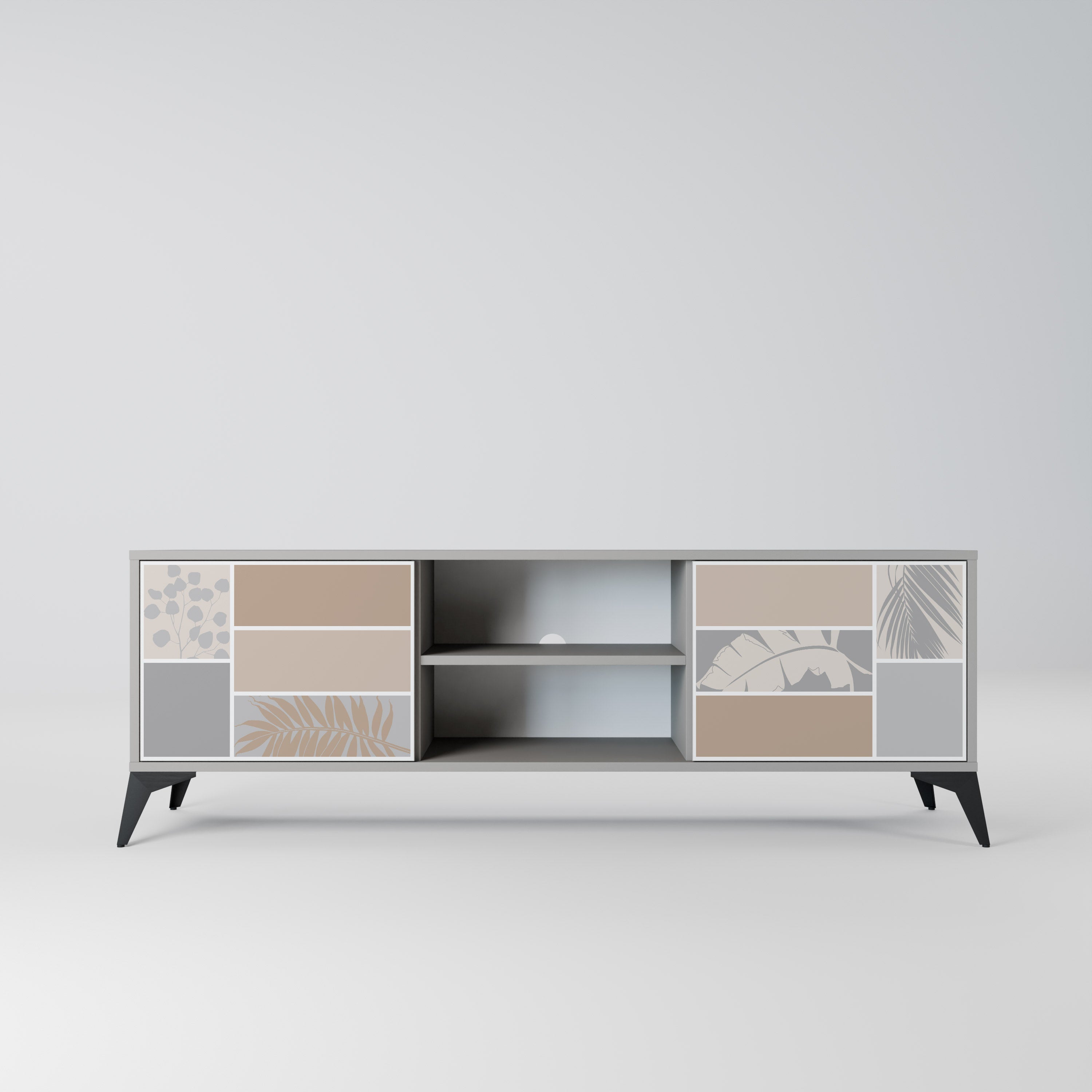 TROPICAL SHAPES 2-Door TV Stand in Grey Finish