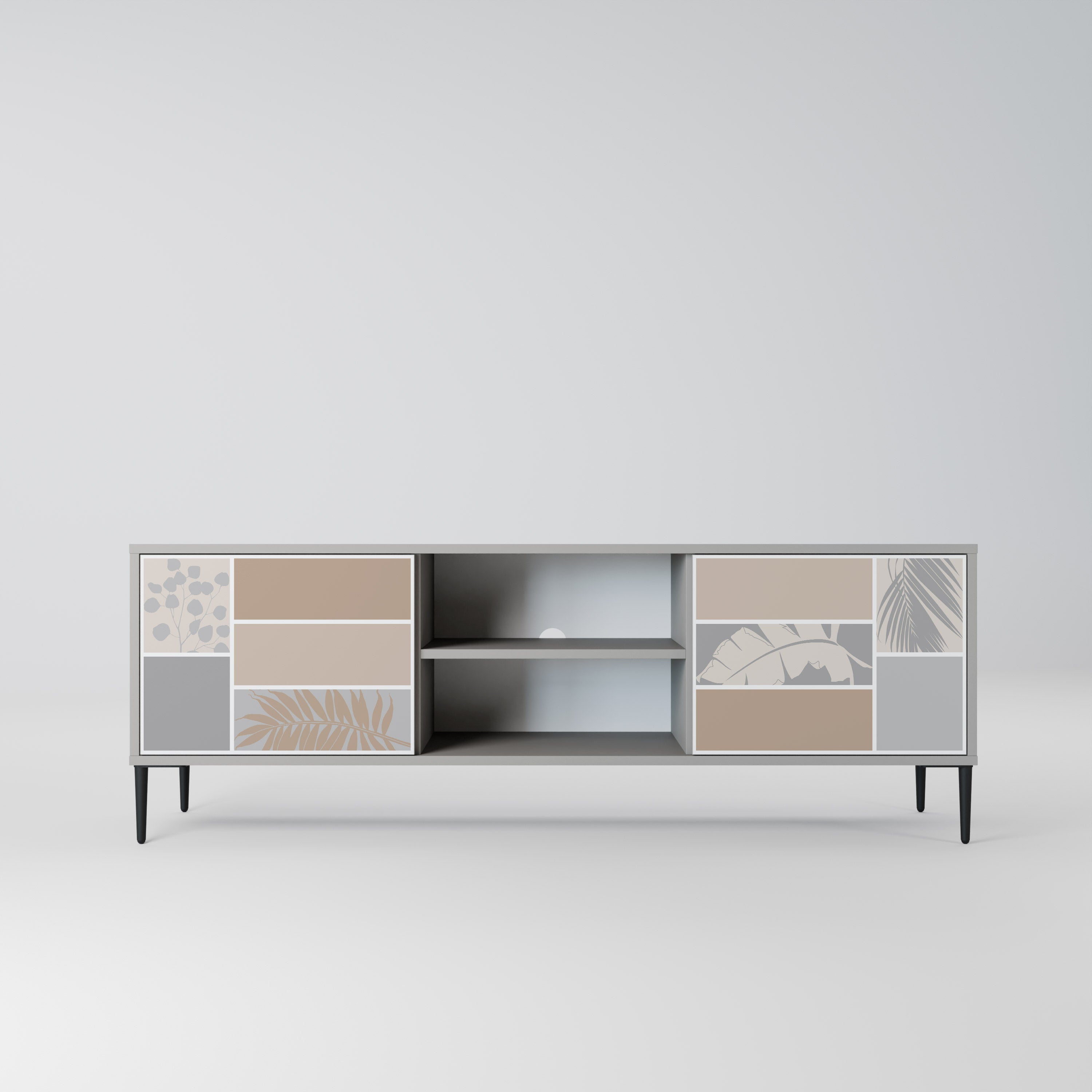 TROPICAL SHAPES 2-Door TV Stand in Grey Finish