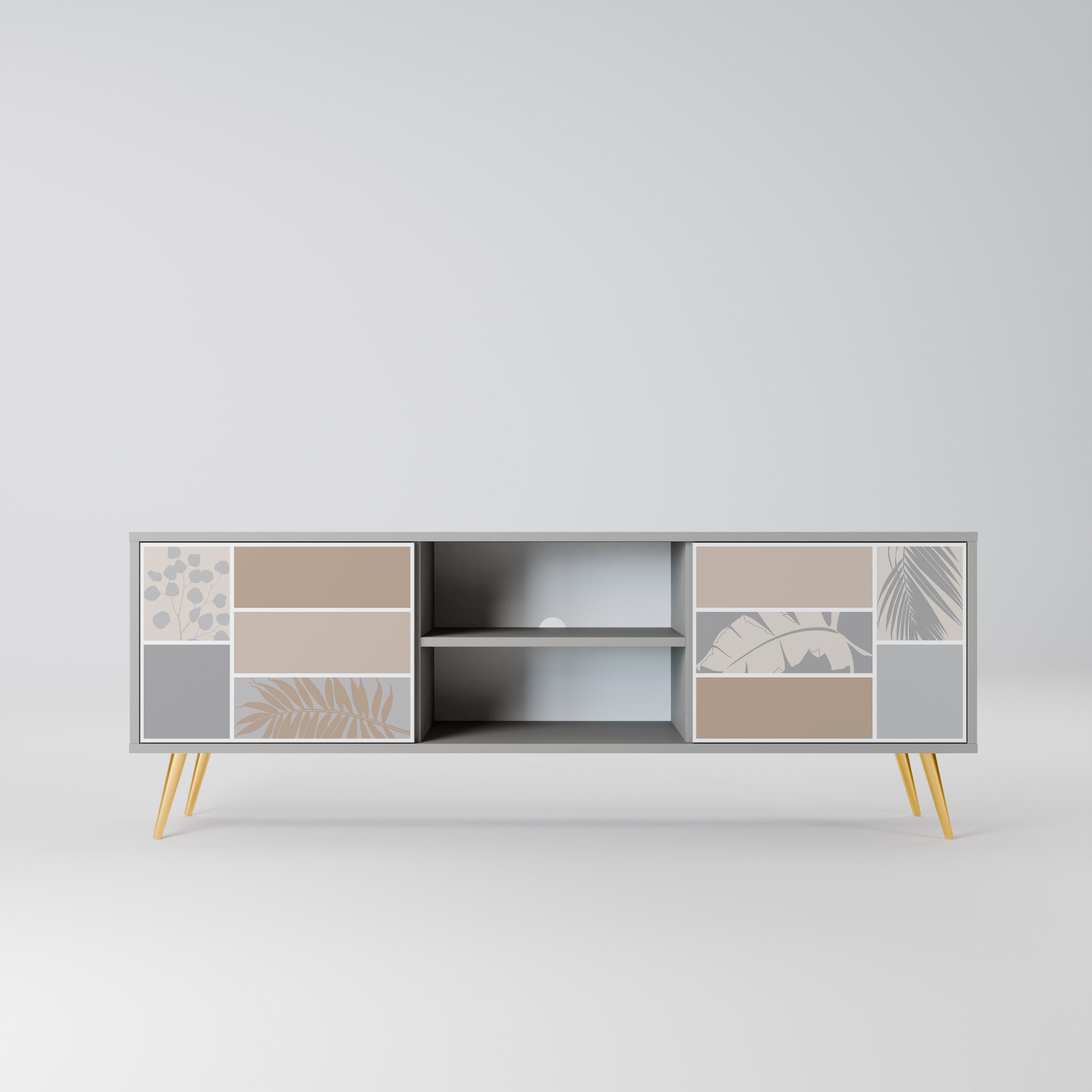 TROPICAL SHAPES 2-Door TV Stand in Grey Finish