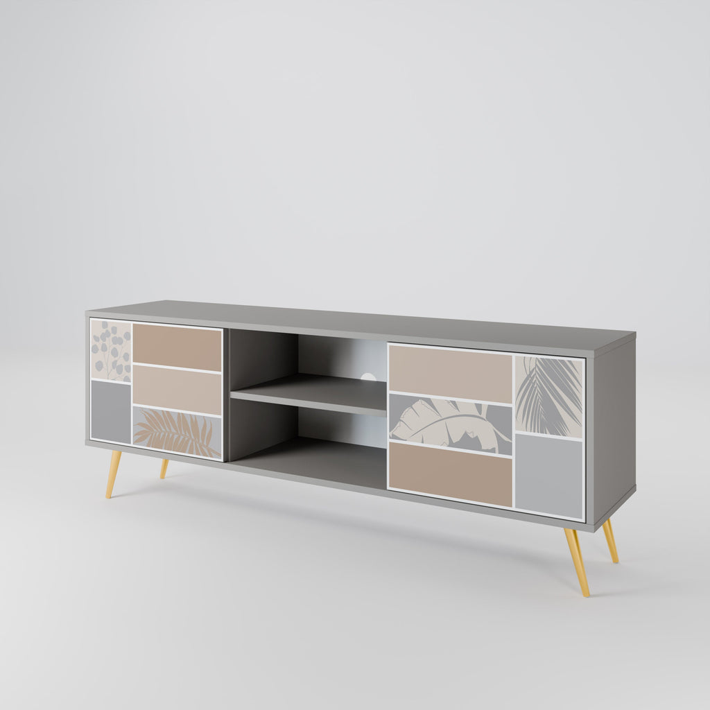 TROPICAL SHAPES 2-Door TV Stand in Grey Finish