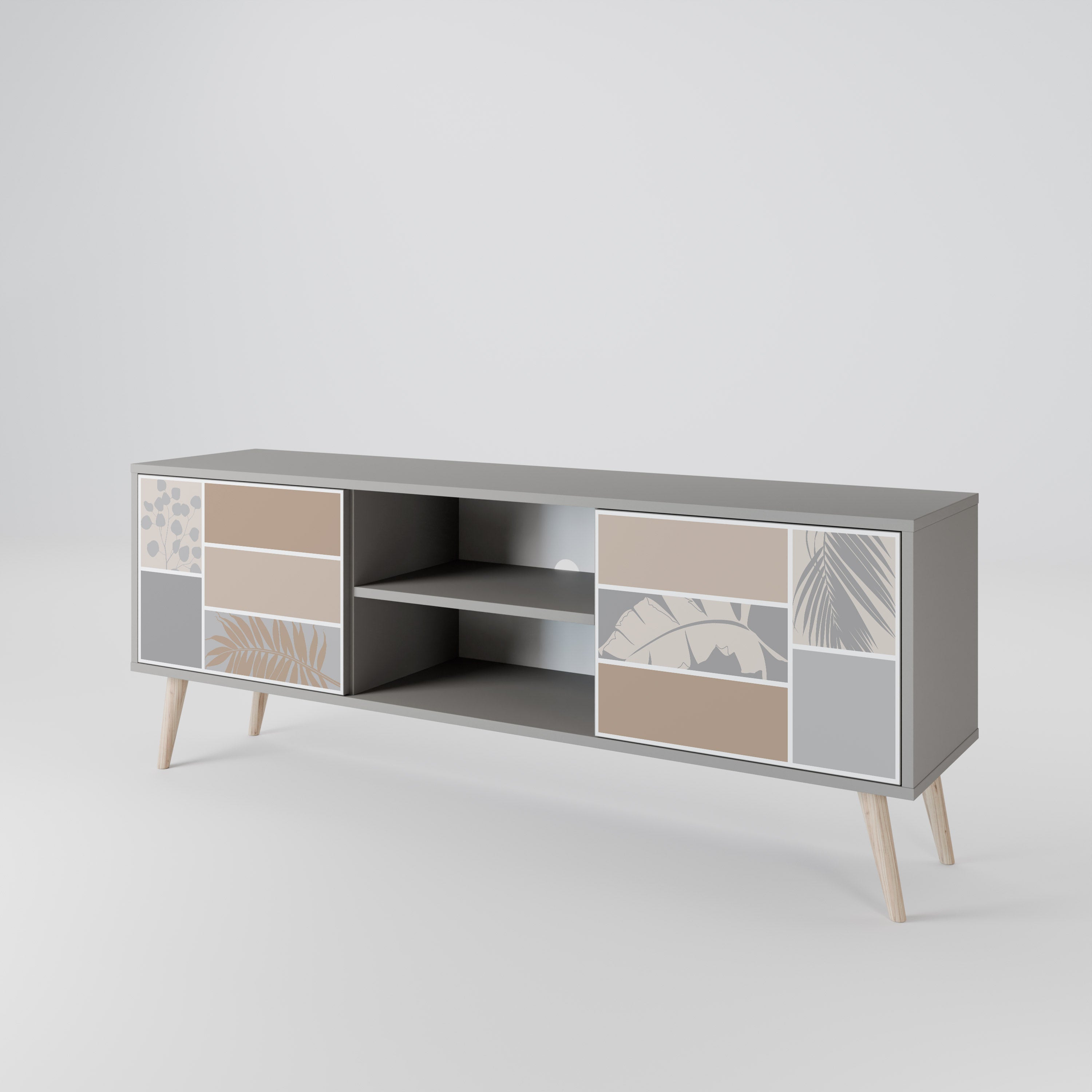 TROPICAL SHAPES 2-Door TV Stand in Grey Finish