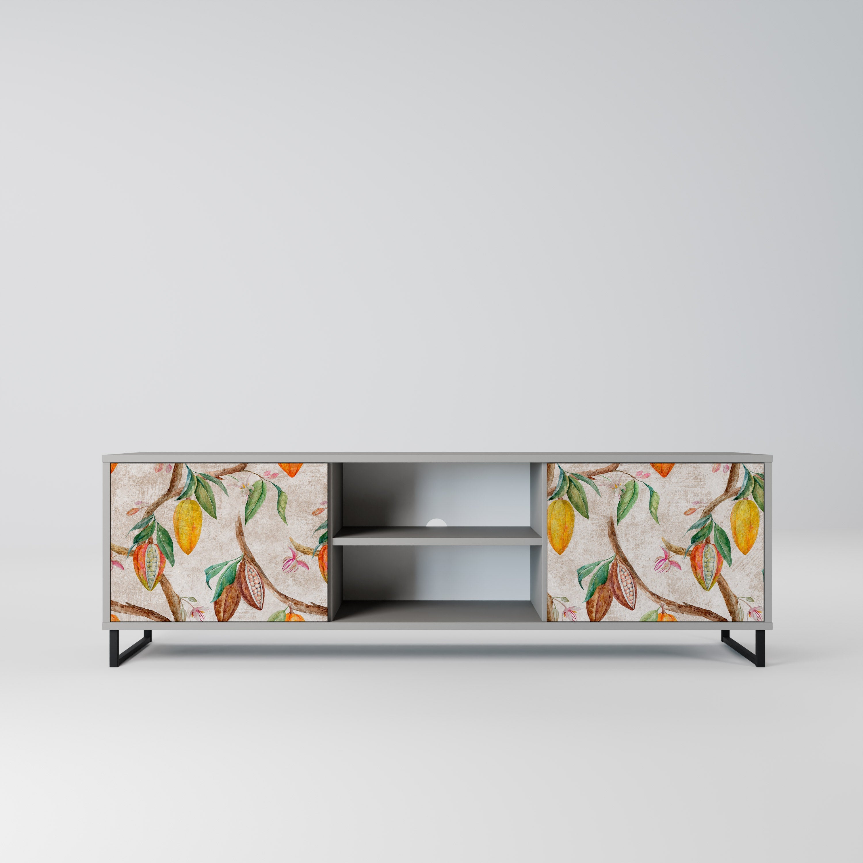 COCOA FRUITS 2-Door TV Stand in Grey Finish