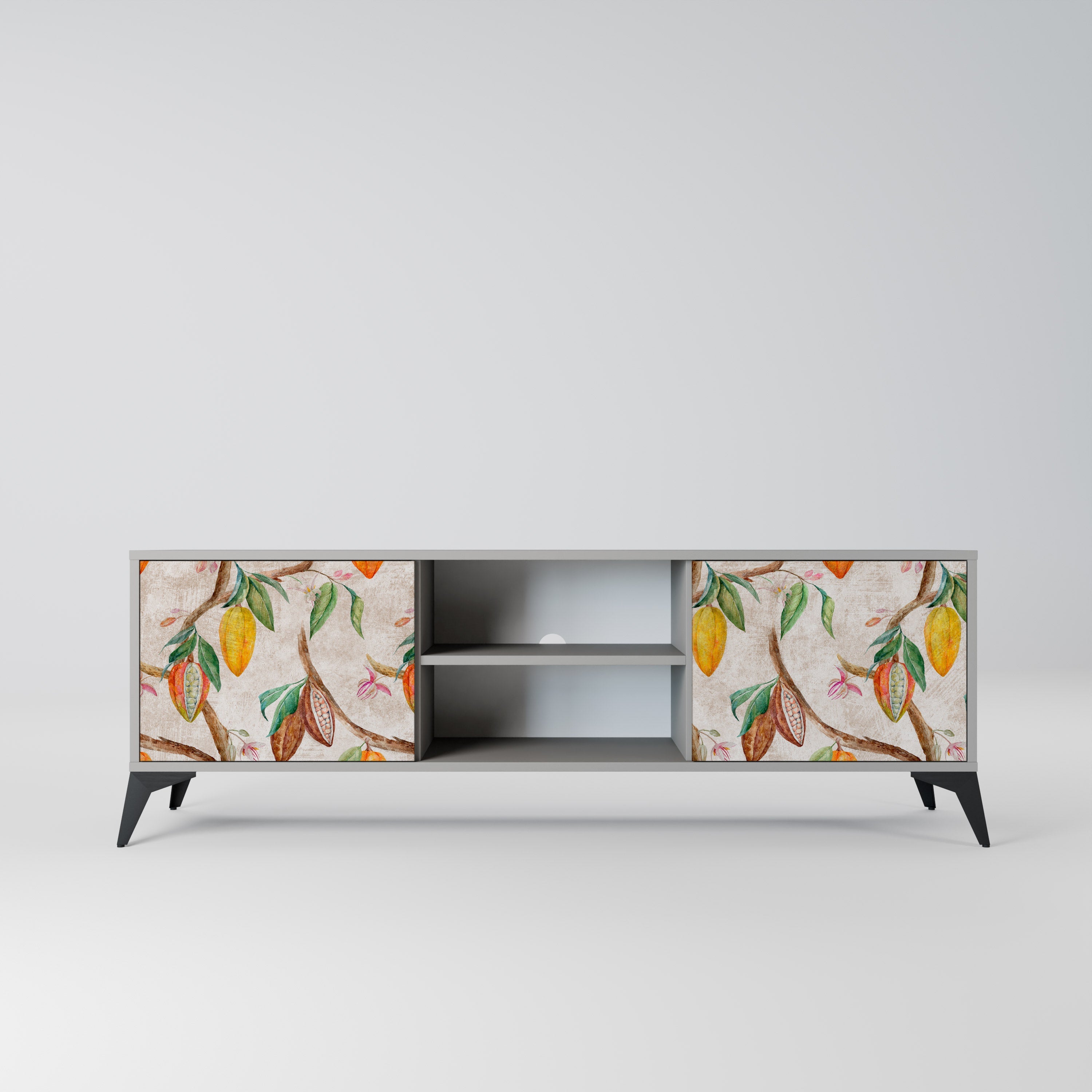 COCOA FRUITS 2-Door TV Stand in Grey Finish