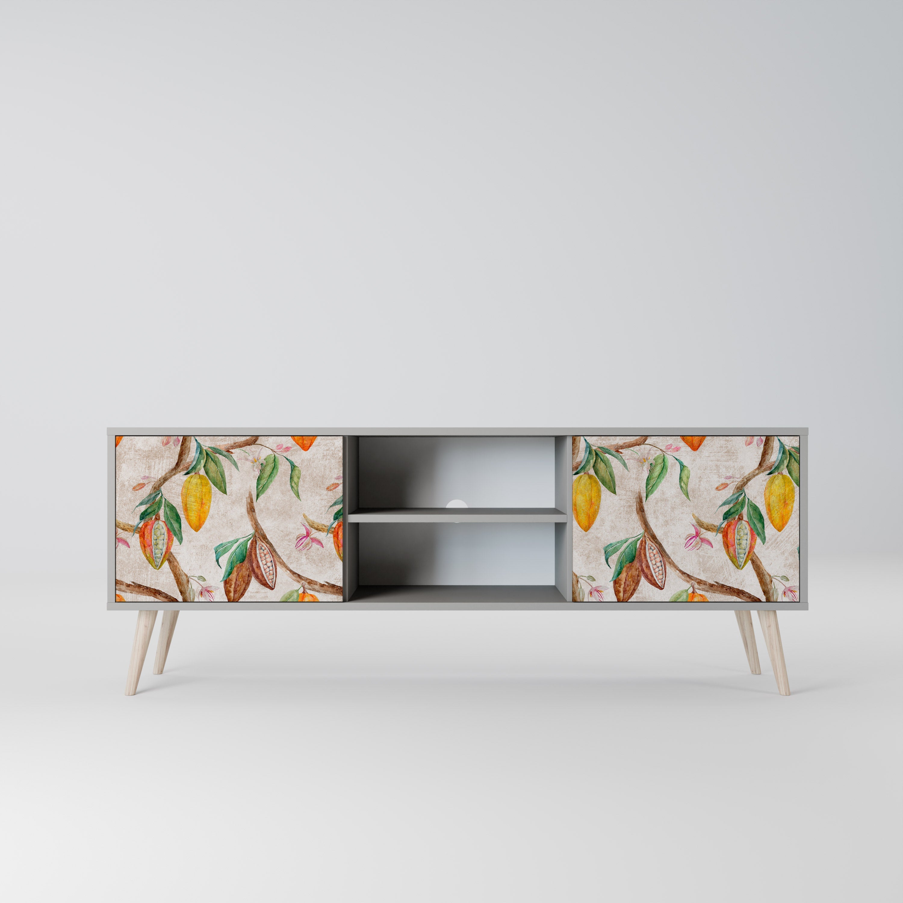 COCOA FRUITS 2-Door TV Stand in Grey Finish