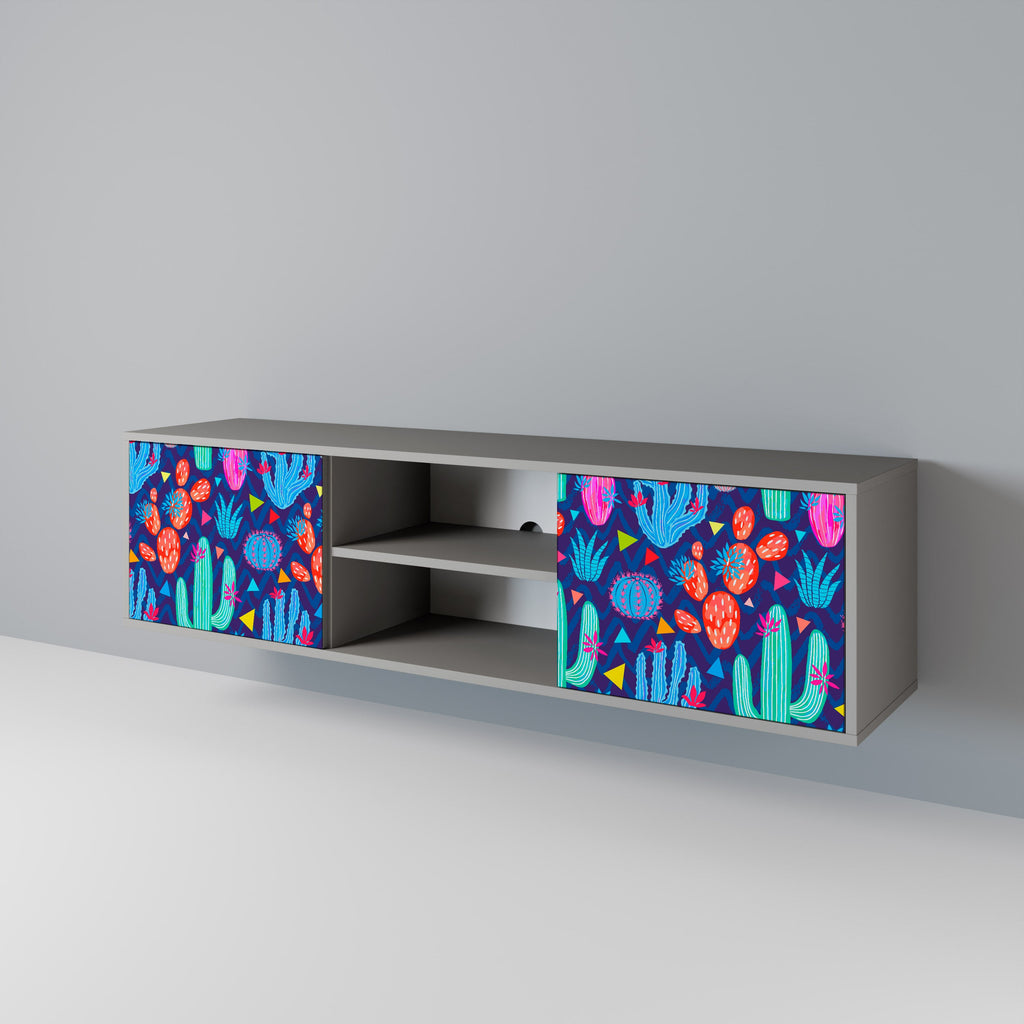 CACTUS VIBES 2-Door TV Stand in Grey Finish