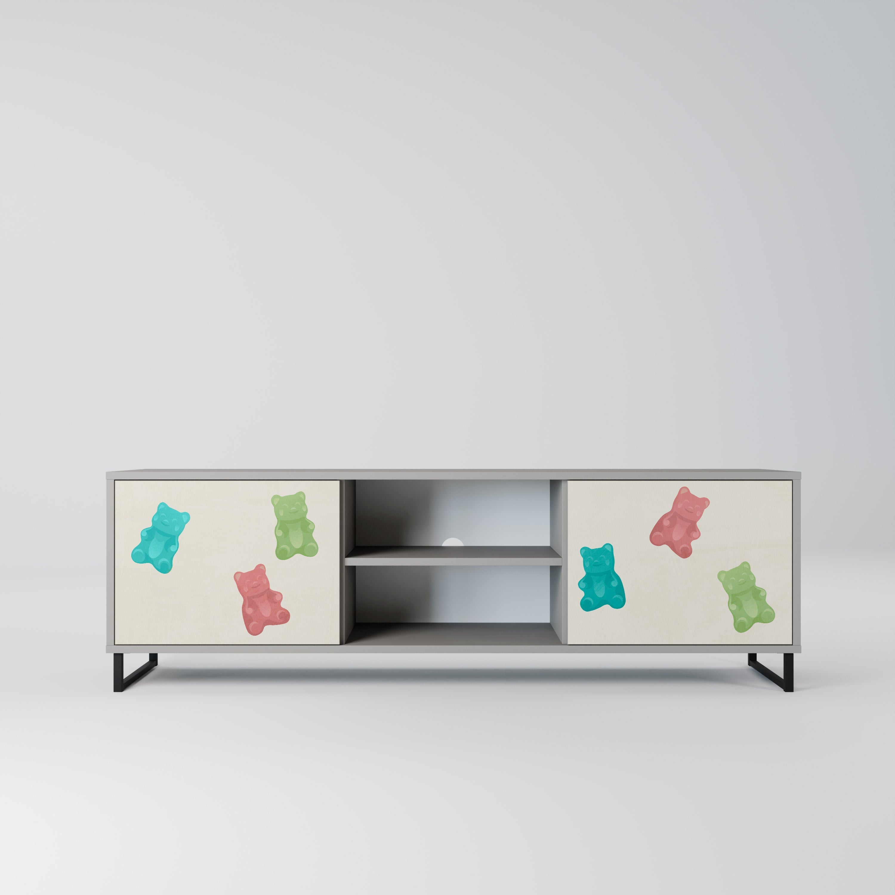 GUMMY BEARS 2-Door TV Stand in Grey Finish