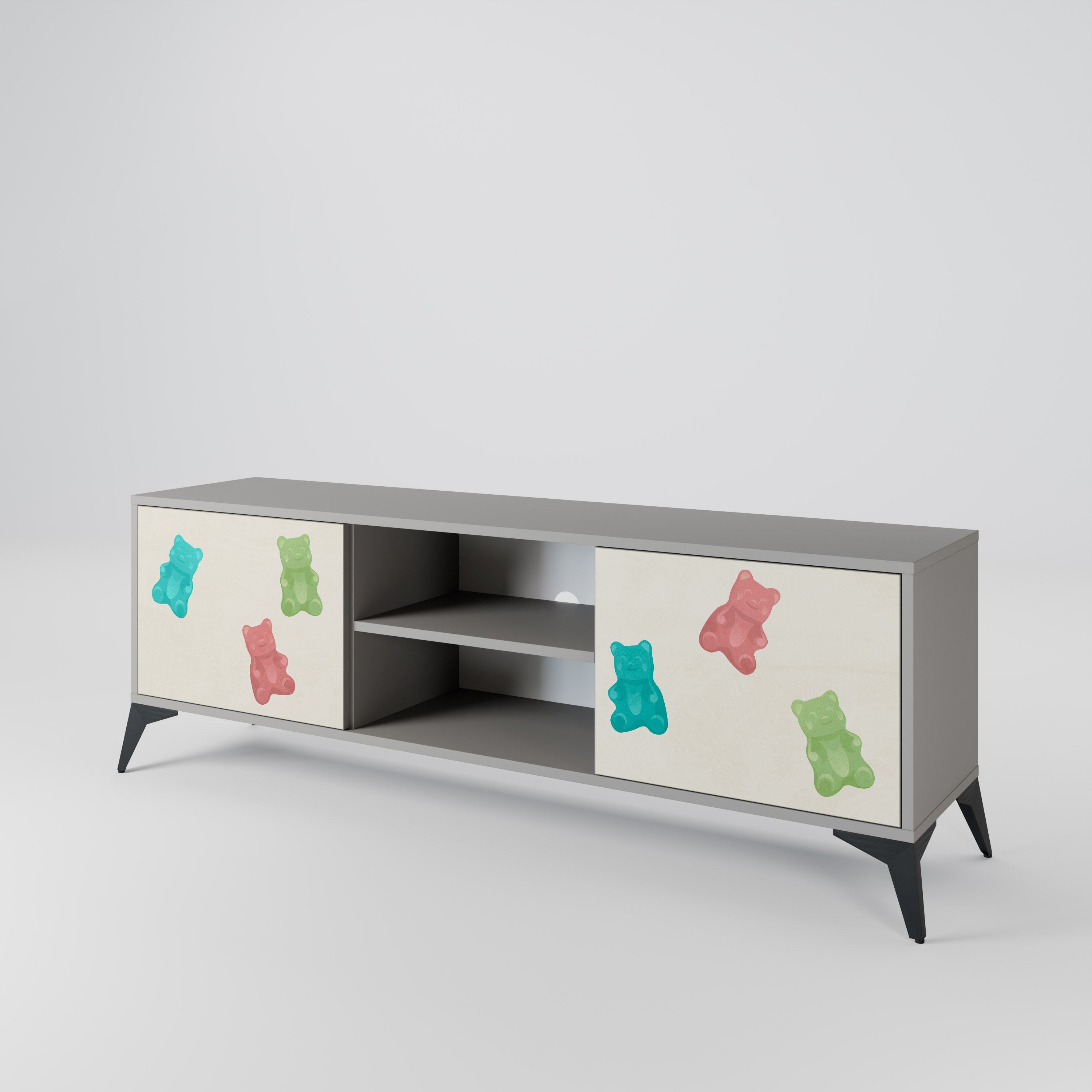 GUMMY BEARS 2-Door TV Stand in Grey Finish