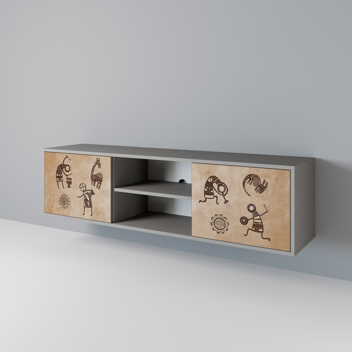 AFRICAN STYLE 2-Door TV Cabinet