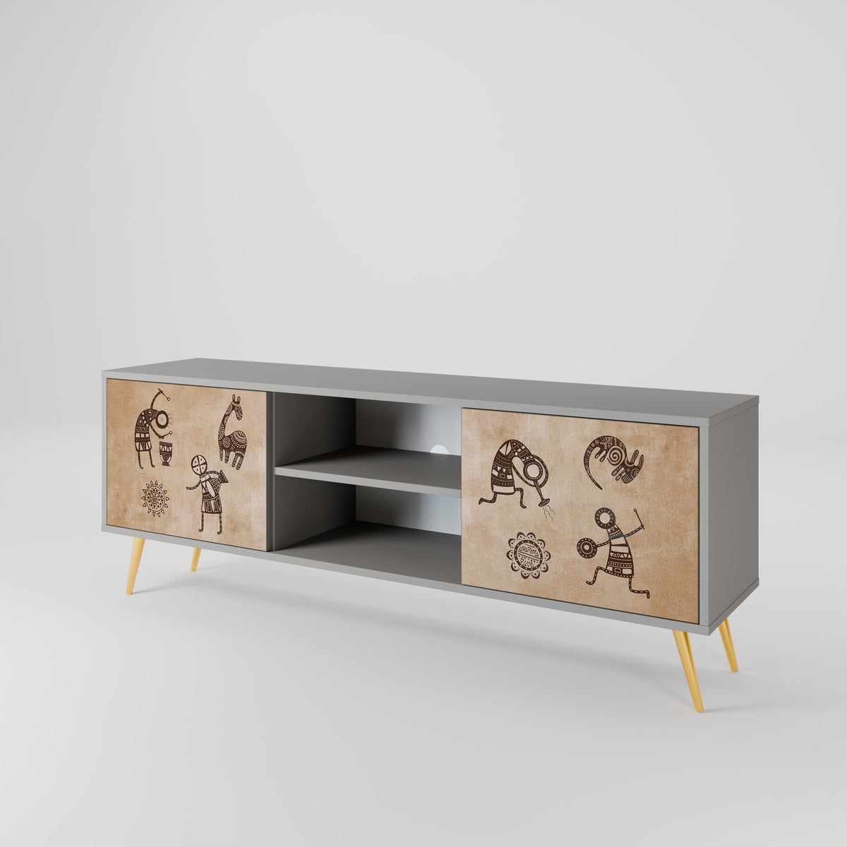 AFRICAN STYLE 2-Door TV Cabinet