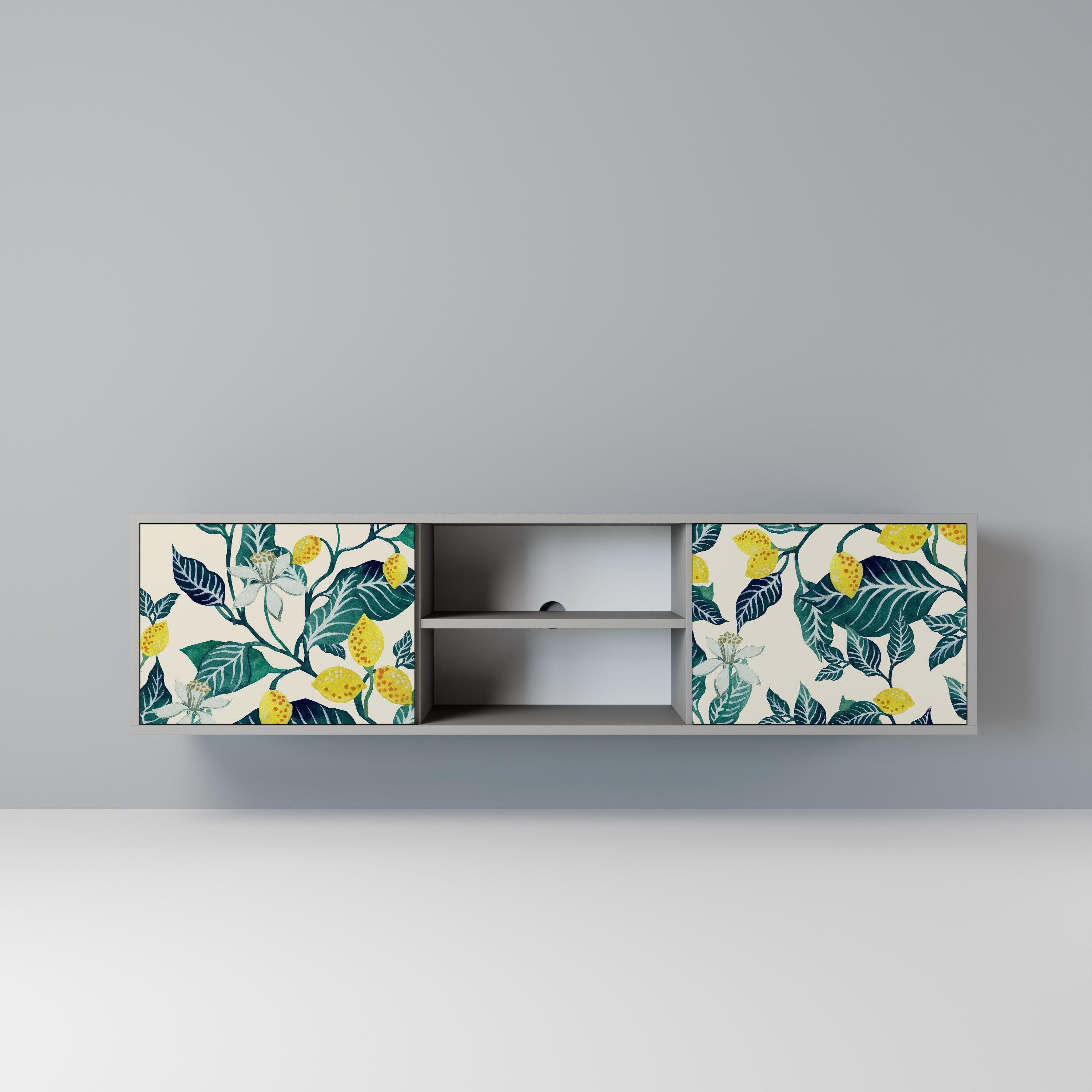 LEMON TREE 2-Door TV Stand in Grey Finish